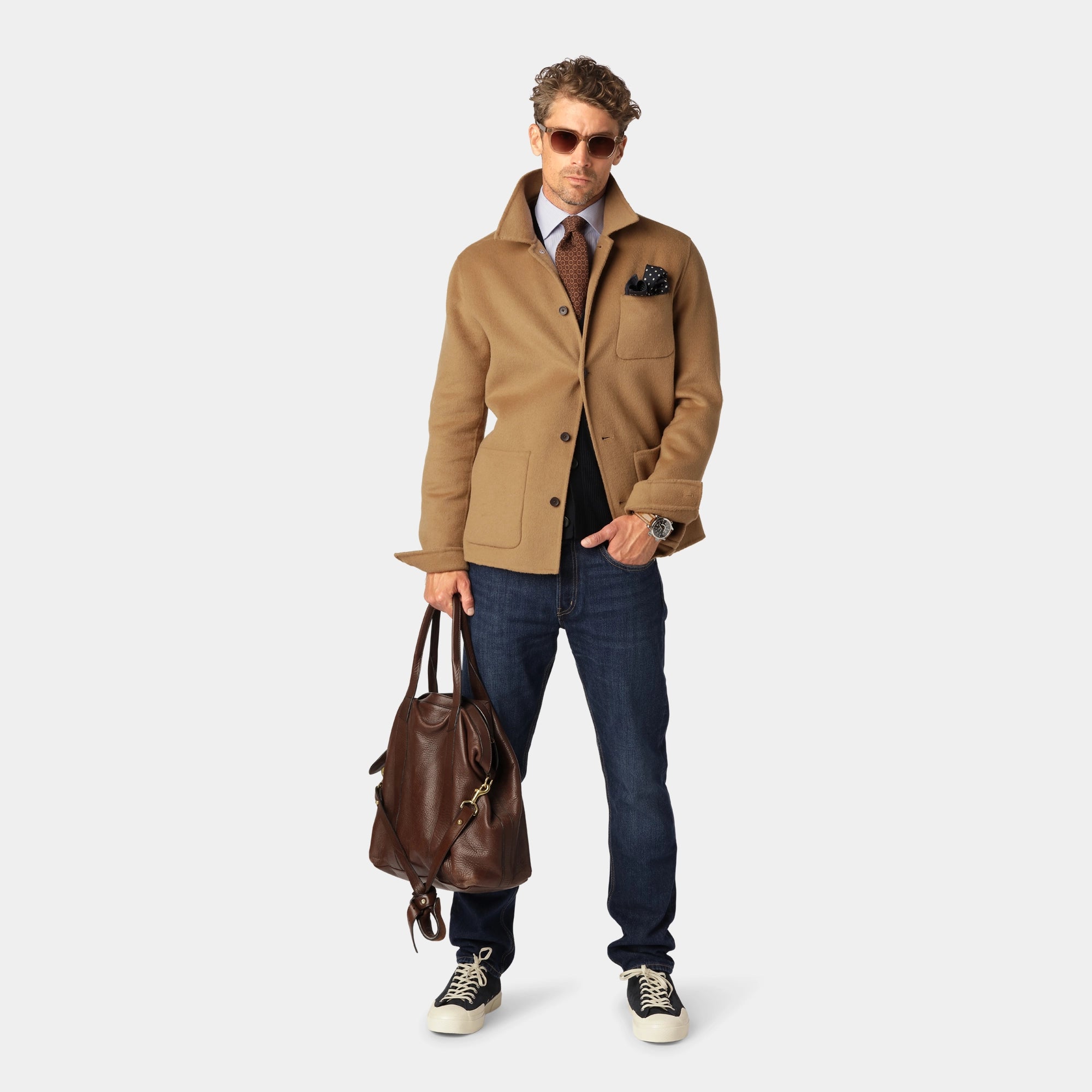 Beige Ull-Overshirt