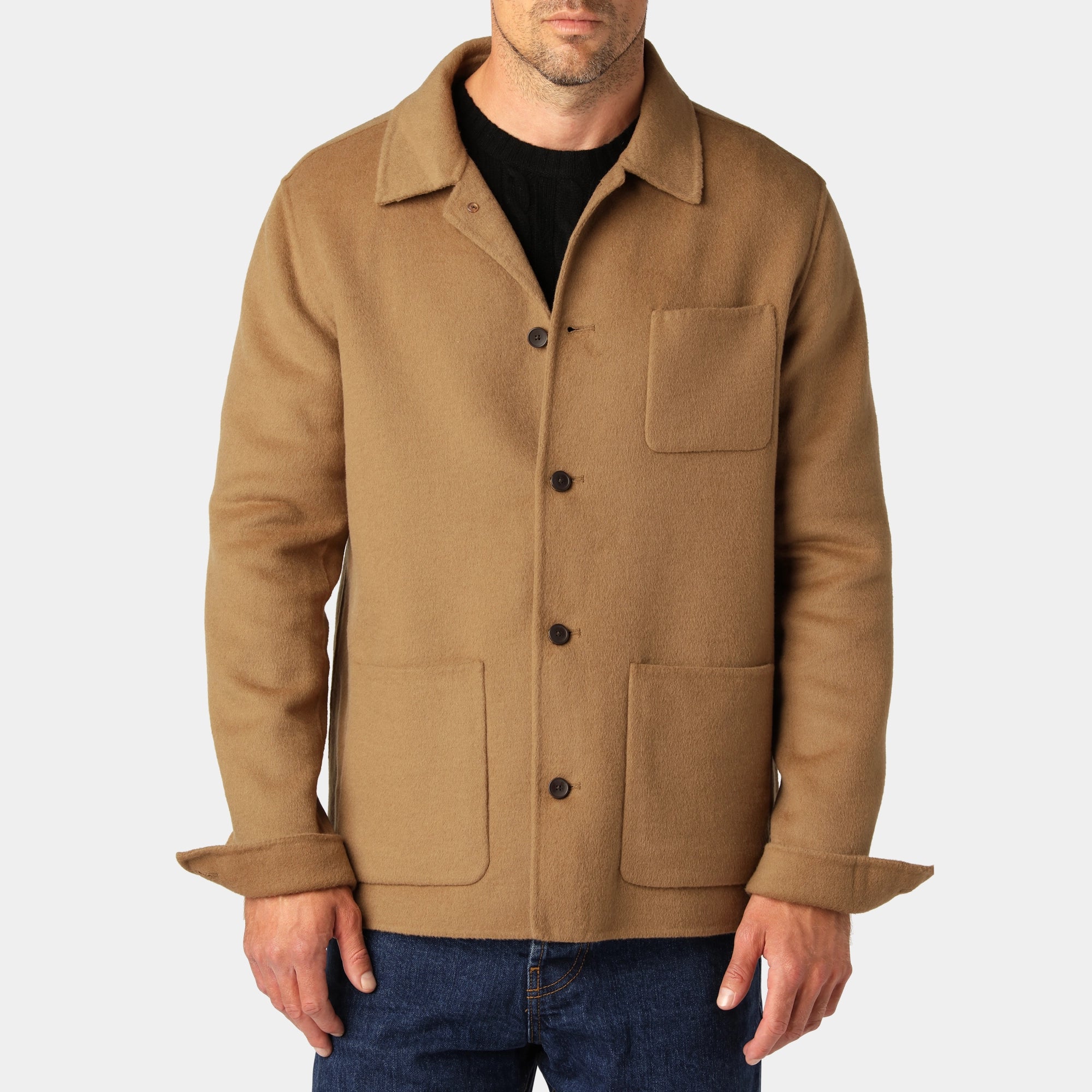 Beige Ull-Overshirt