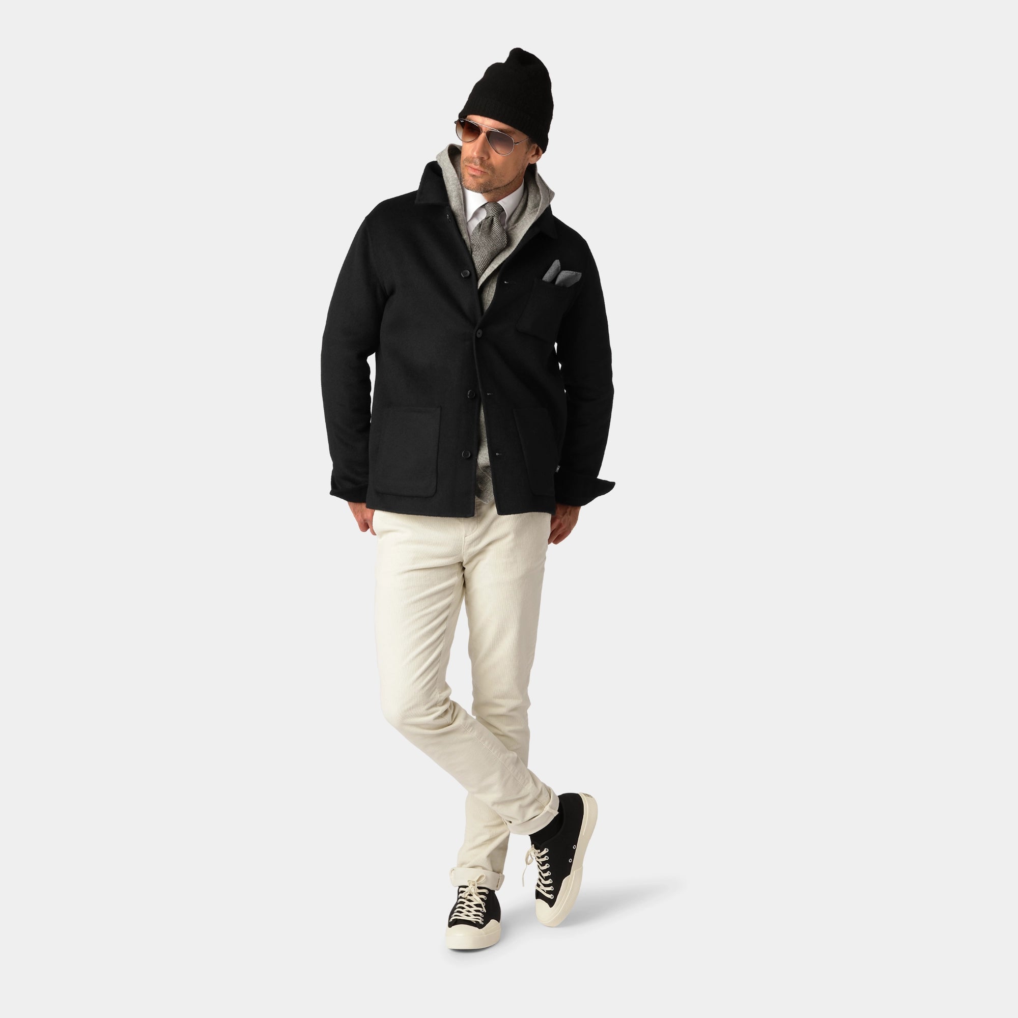 Svart Ull-Overshirt