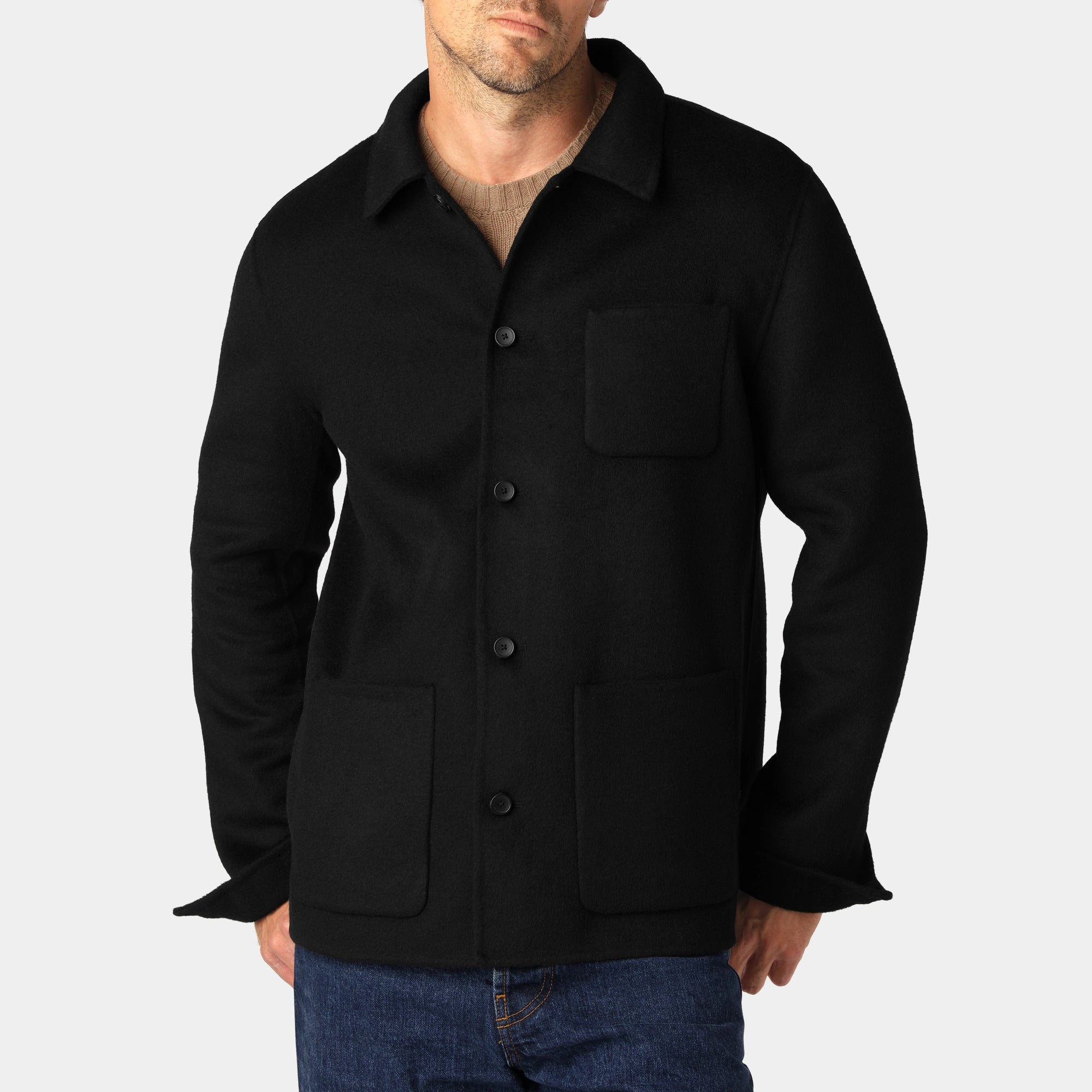 Svart Ull-Overshirt