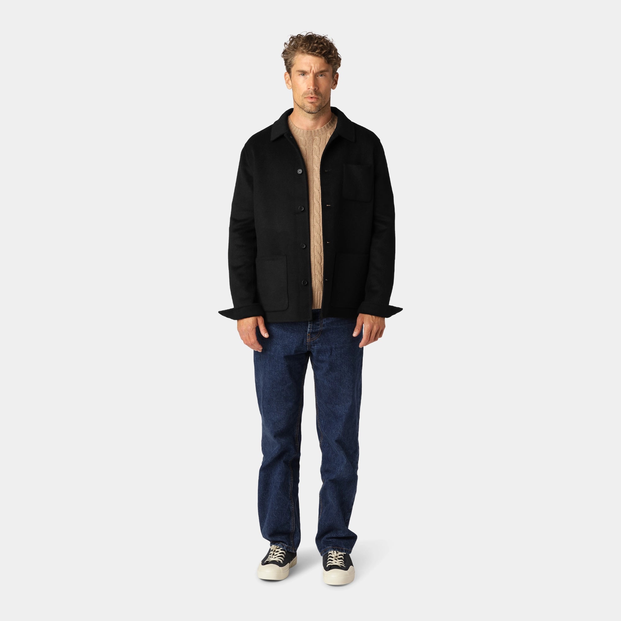 Svart Ull-Overshirt