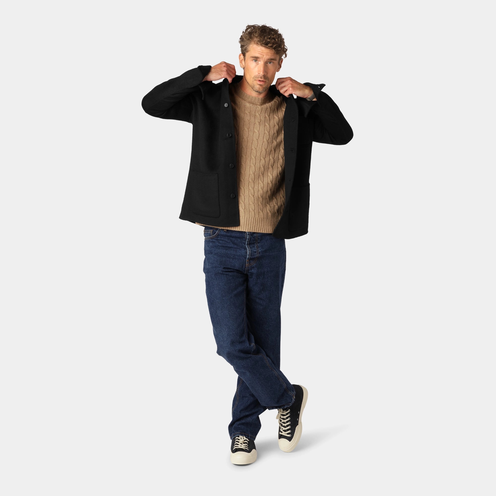 Svart Ull-Overshirt