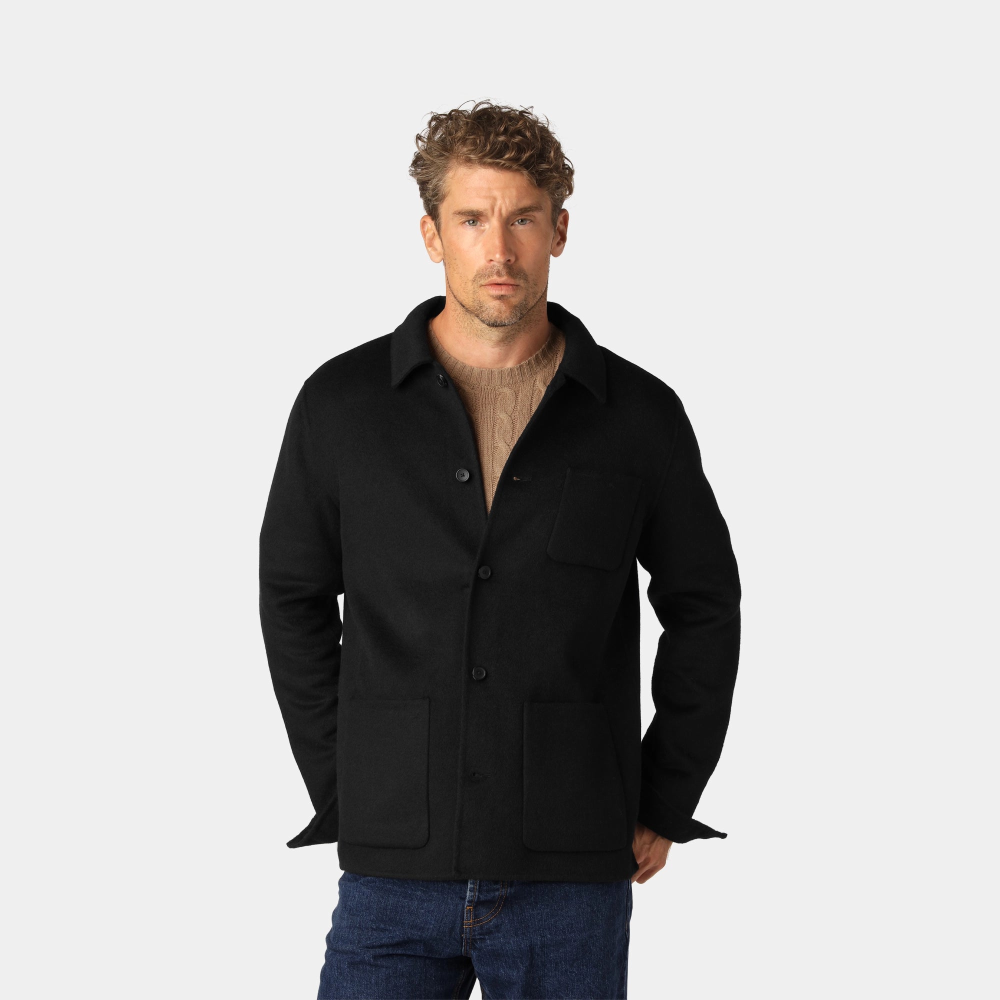 Svart Ull-Overshirt