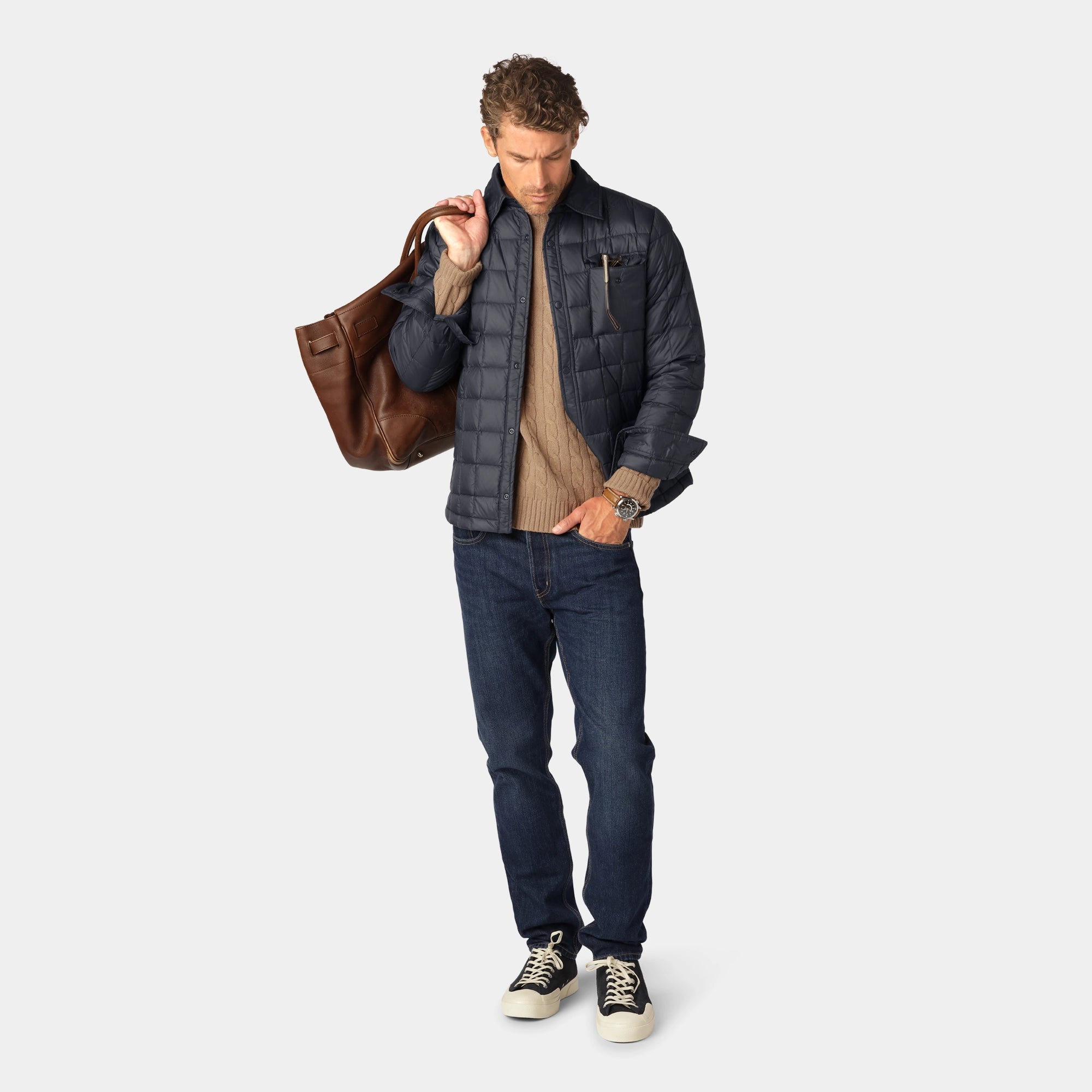 Navy Down Overshirt