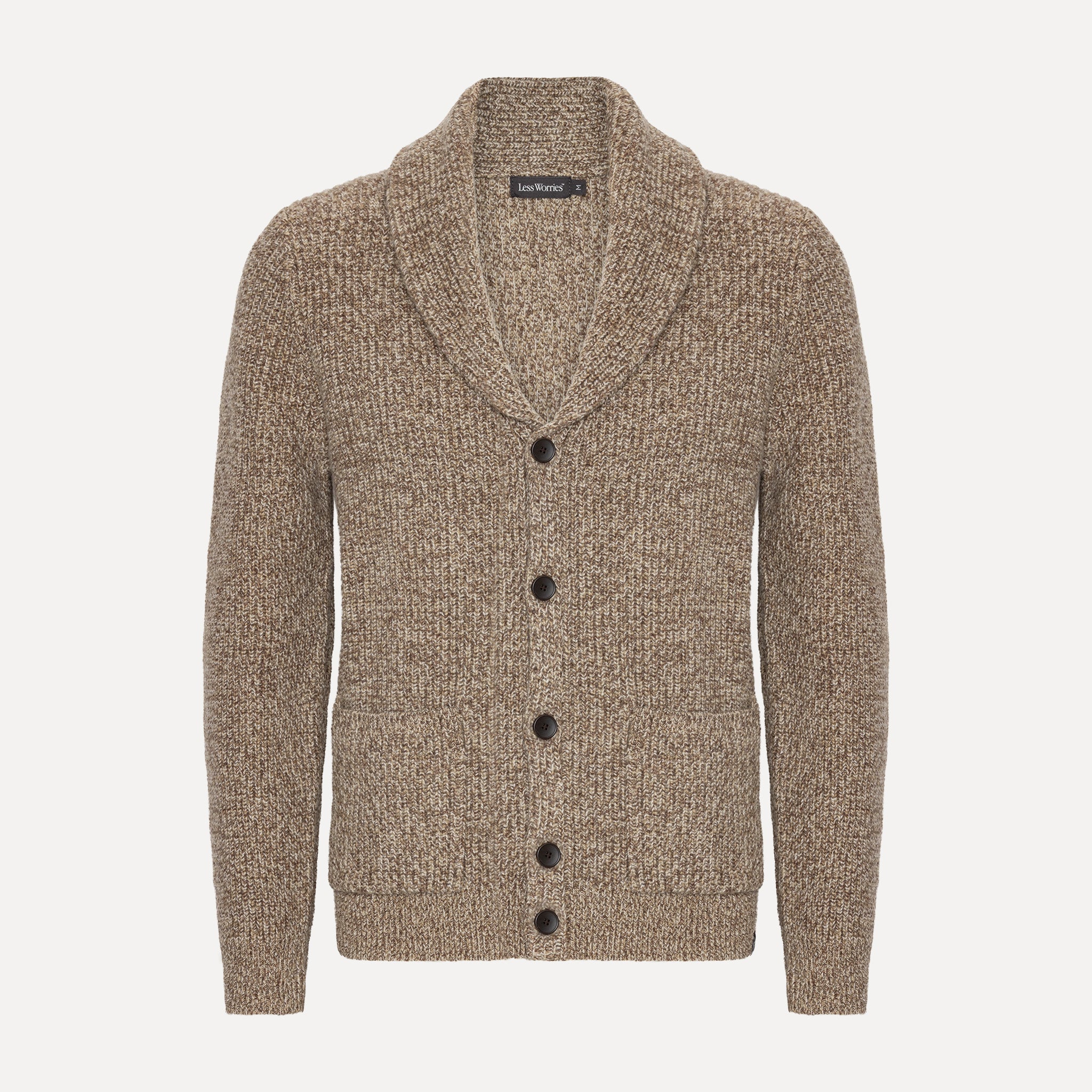 Cardigan med Sjalkrage, Nougatmelerad