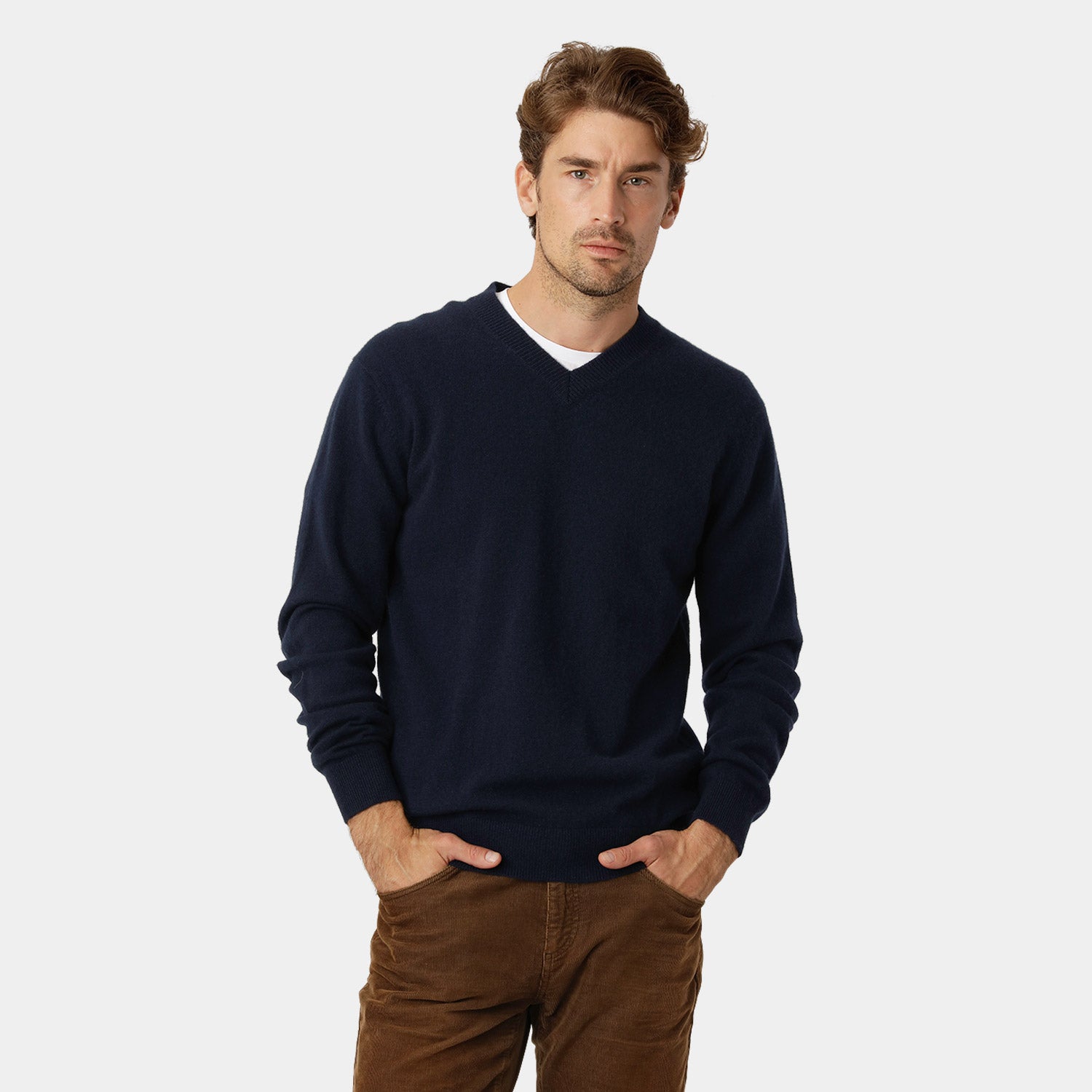 Navy V-neck Cashmere