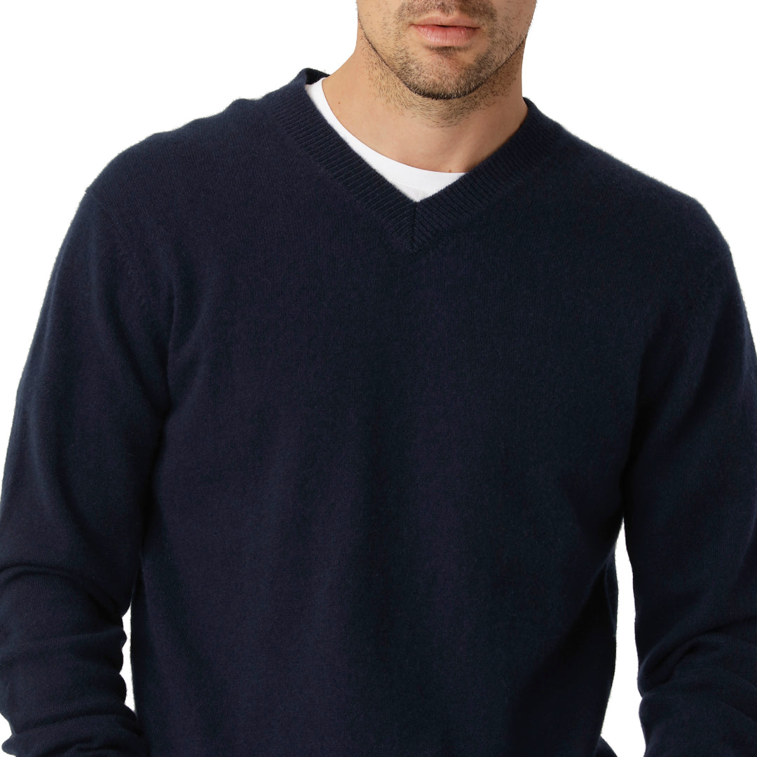 Navy V-neck Cashmere