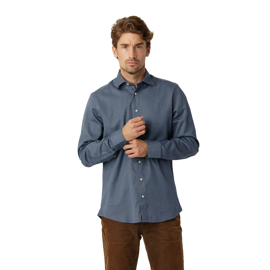 Denim Blue Two Tone Oxford Shirt