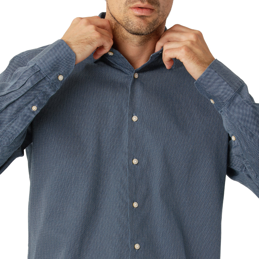Denim Blue Two Tone Oxford Shirt