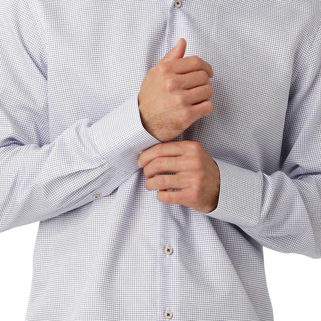 Marinblå Rutig Twill-skjorta