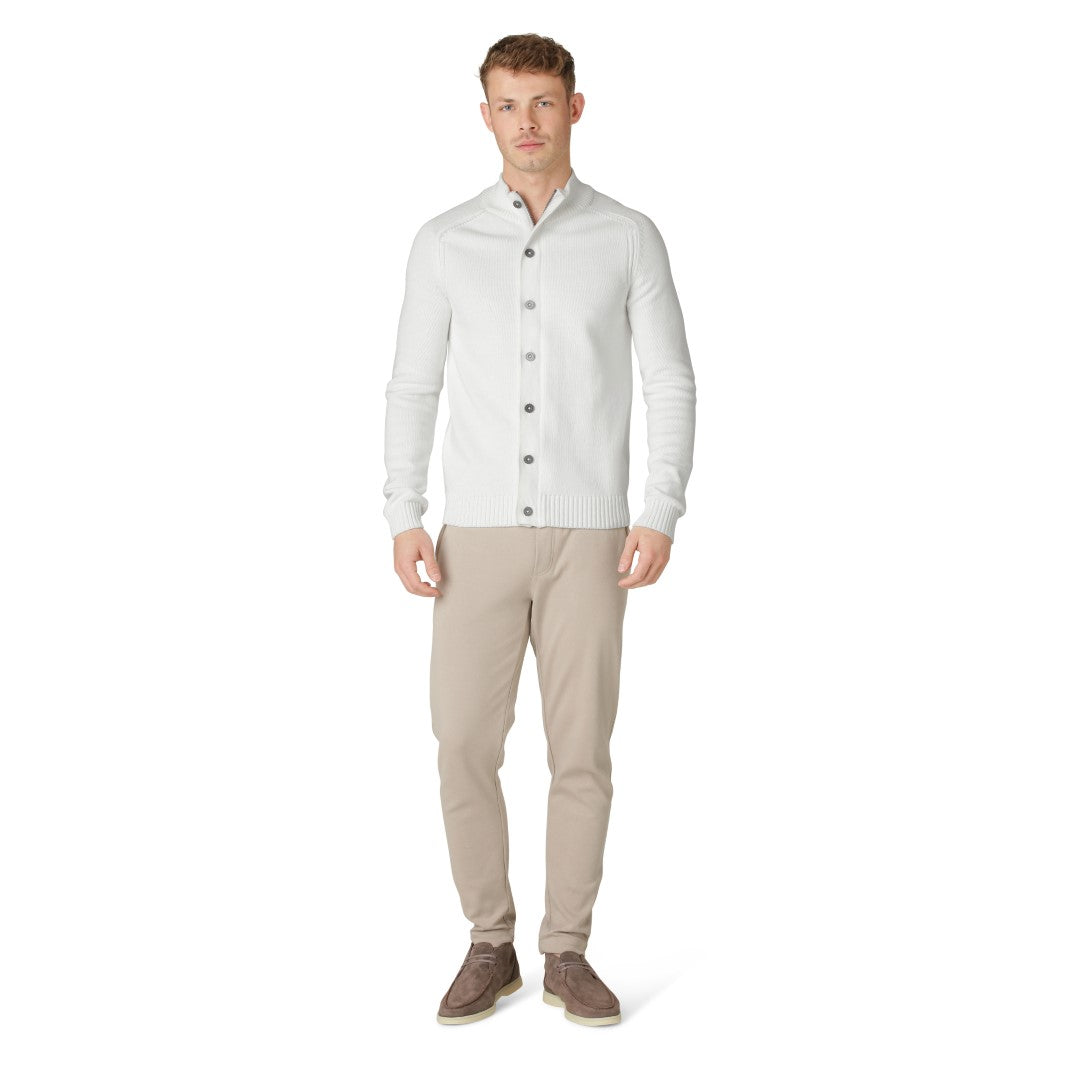 White Cotton Zip-Cardigan