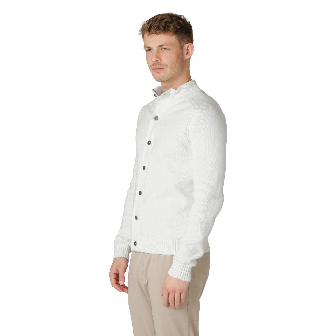 White Cotton Zip-Cardigan