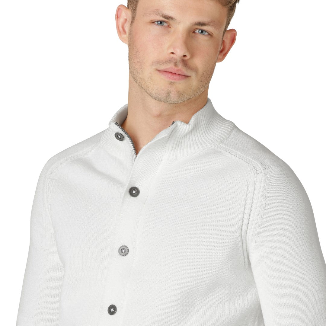 White Cotton Zip-Cardigan