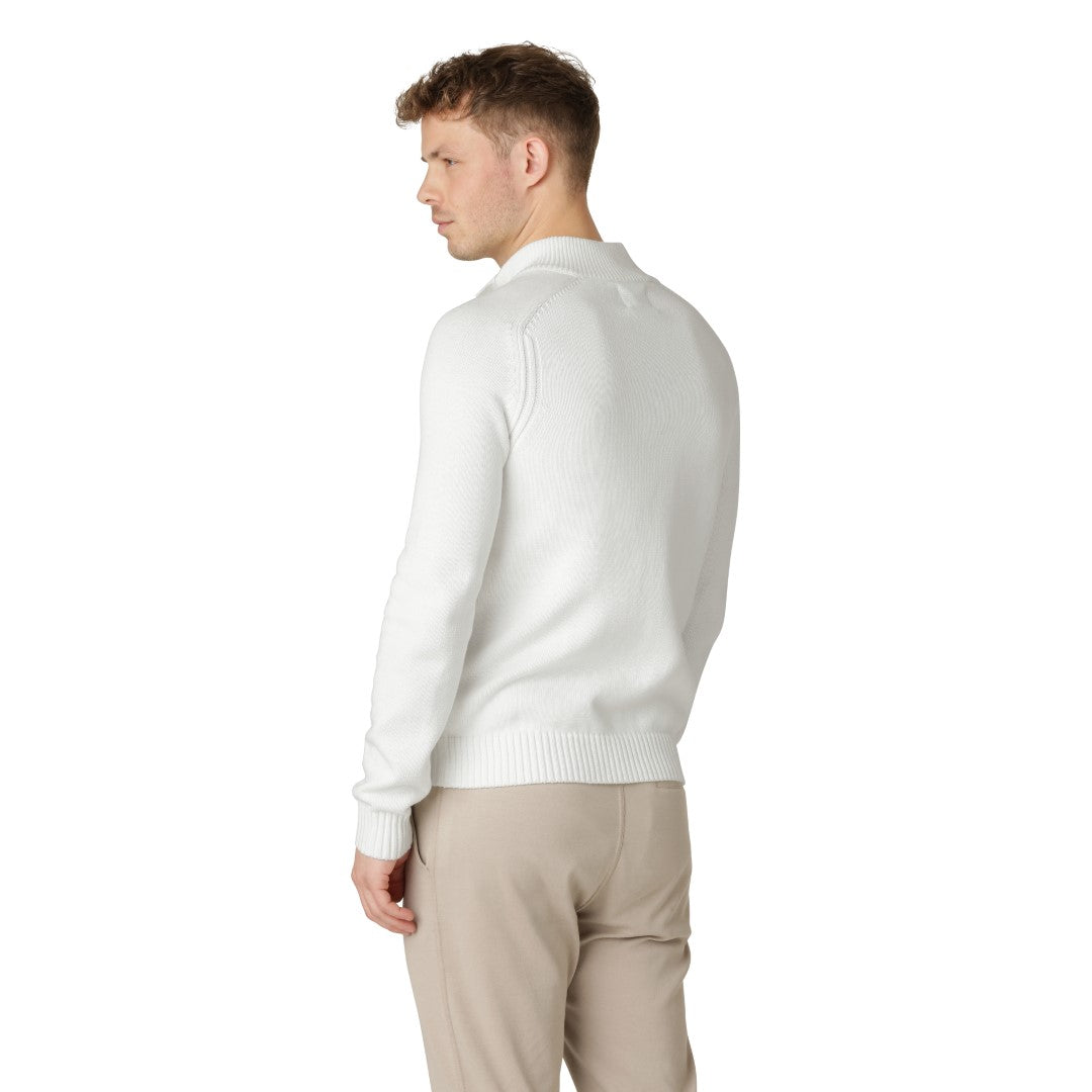 White Cotton Zip-Cardigan