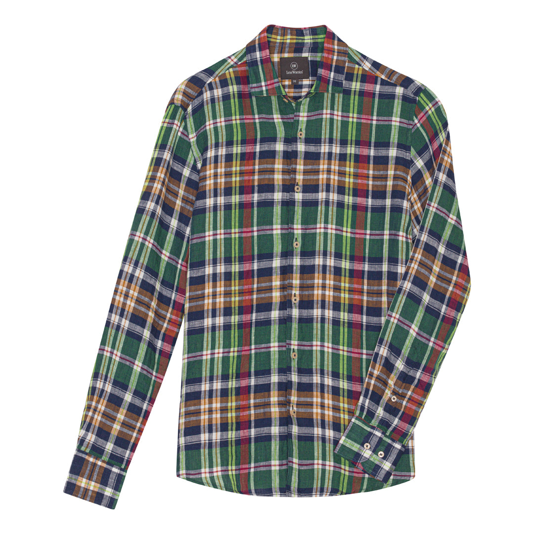 Grönrutig Linneskjorta