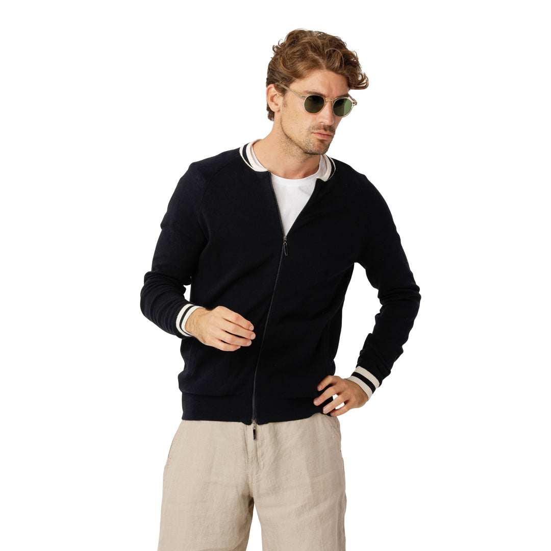 Navy Baseball Cardigan