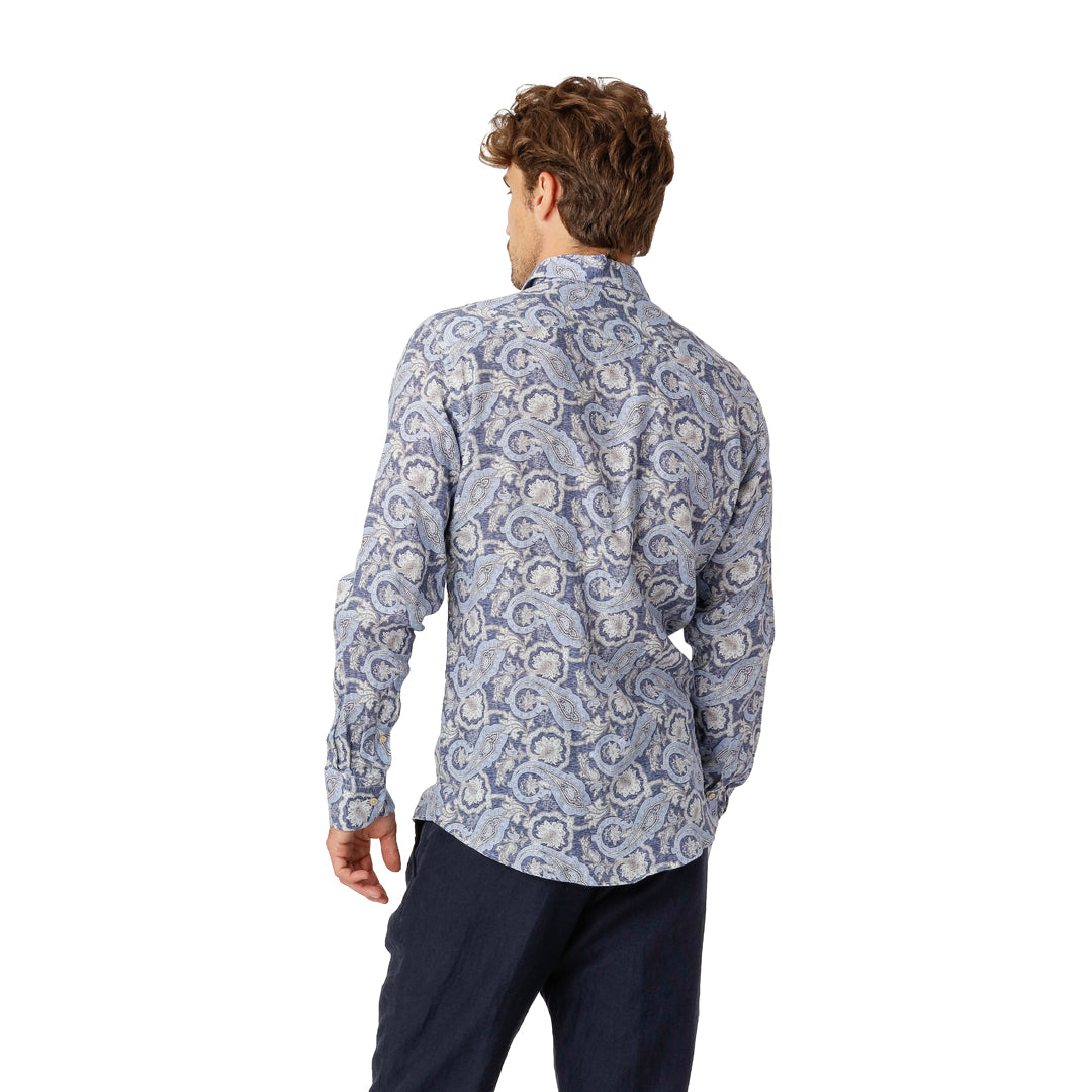 Blå Paisley Premium Linneskjorta