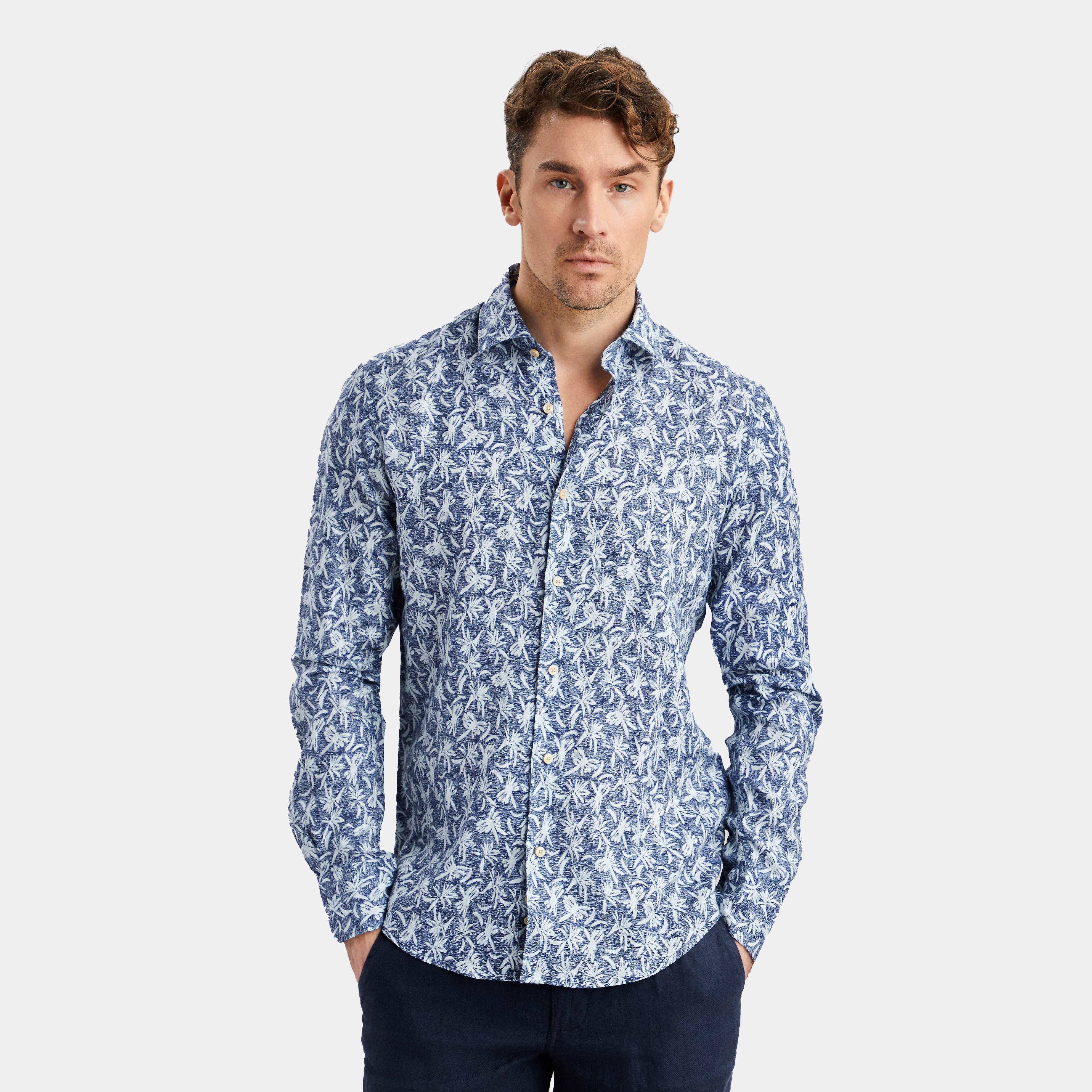 Blommönstrad Premium Linneskjorta