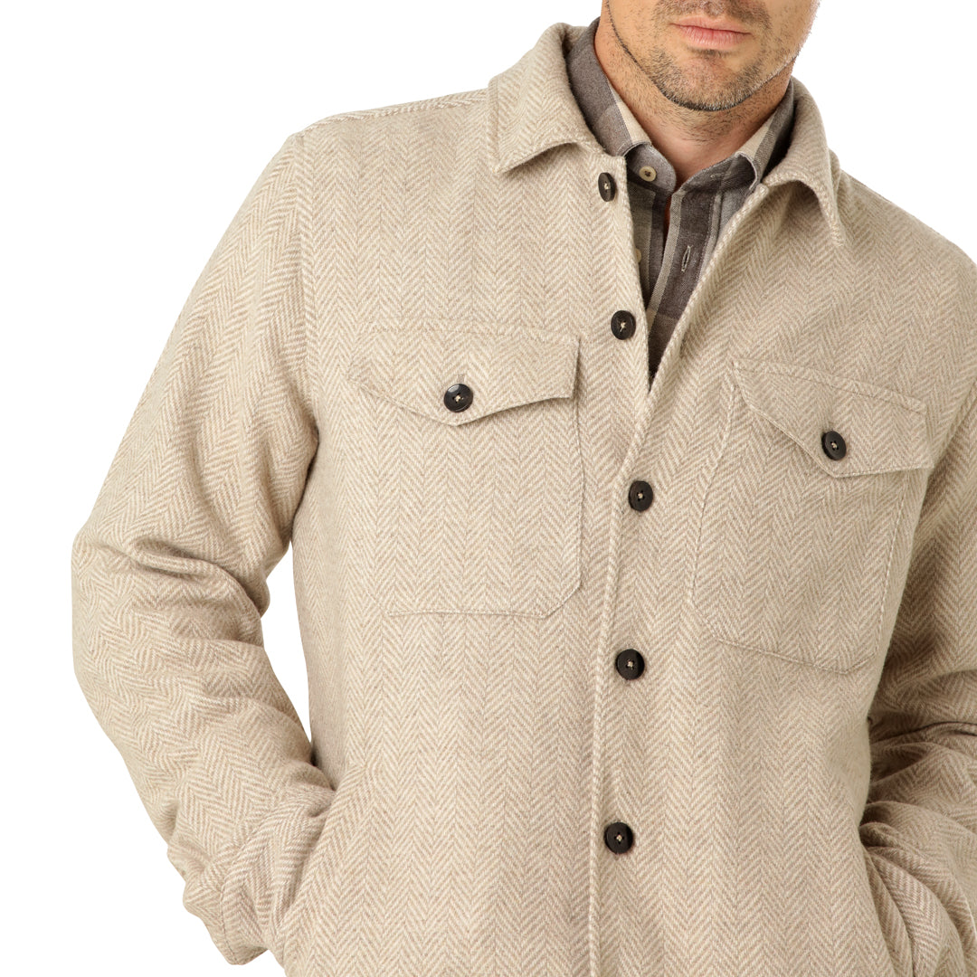 Beige Overshirt Herringbone