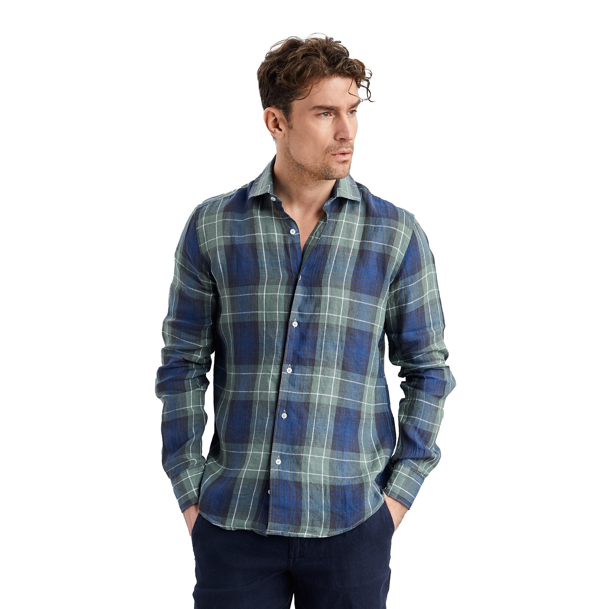 Army Linen Check Shirt