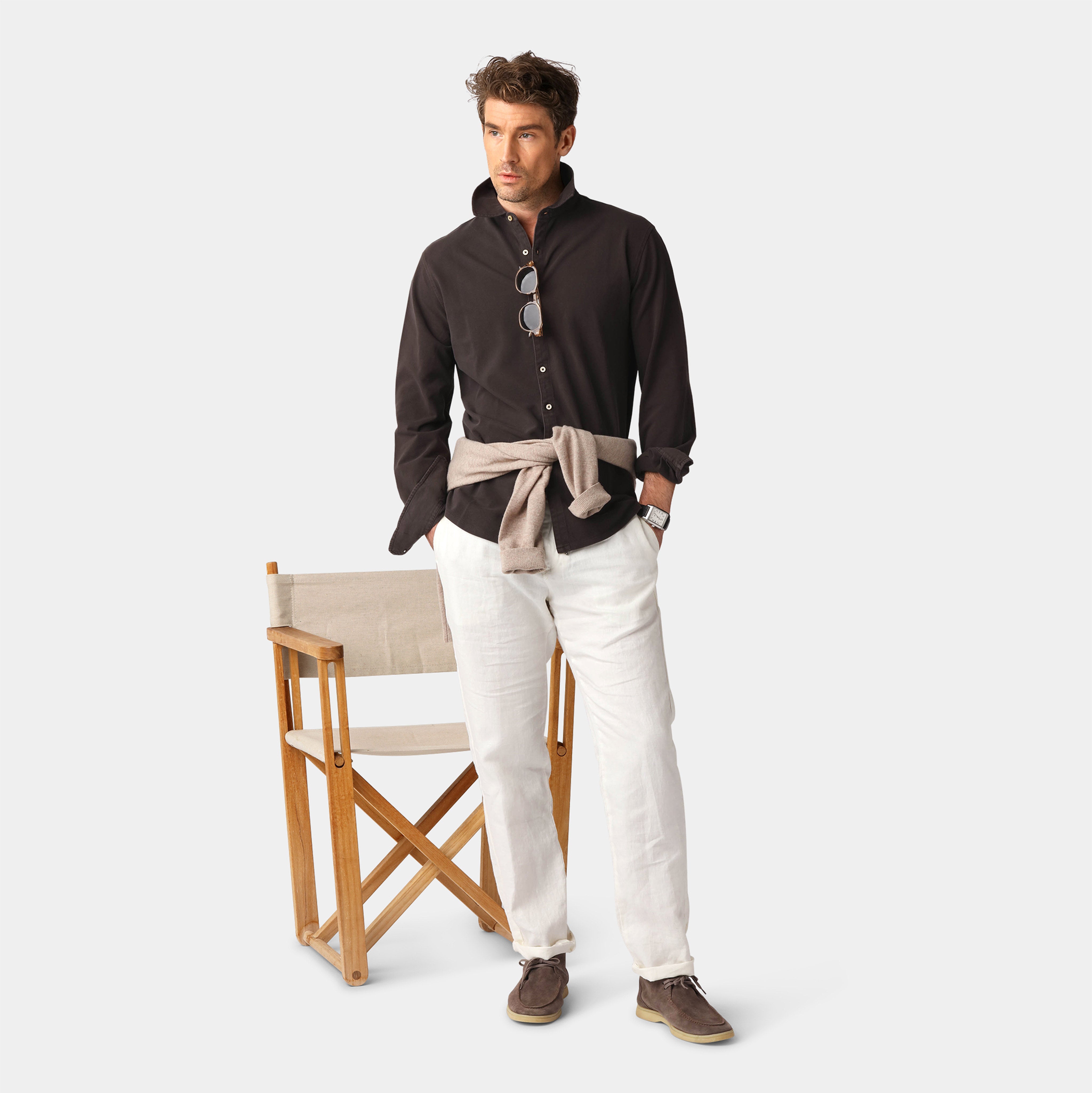 Brown Long Sleeve Polo Shirt