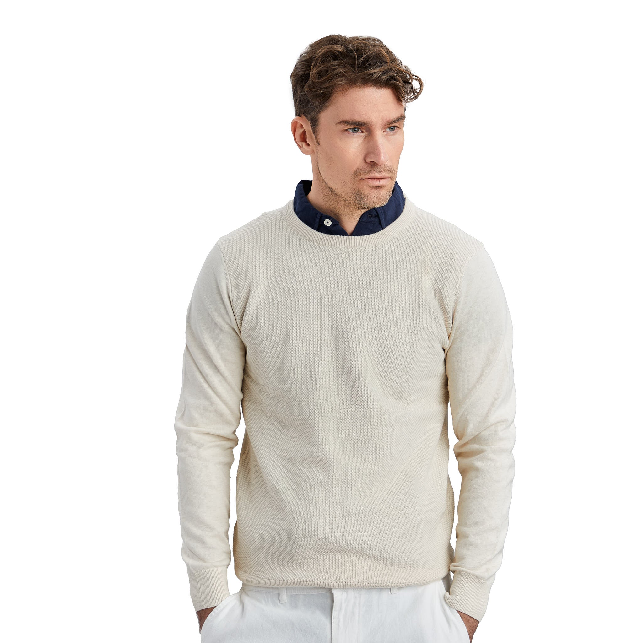 Light Sand Round-neck Sweater