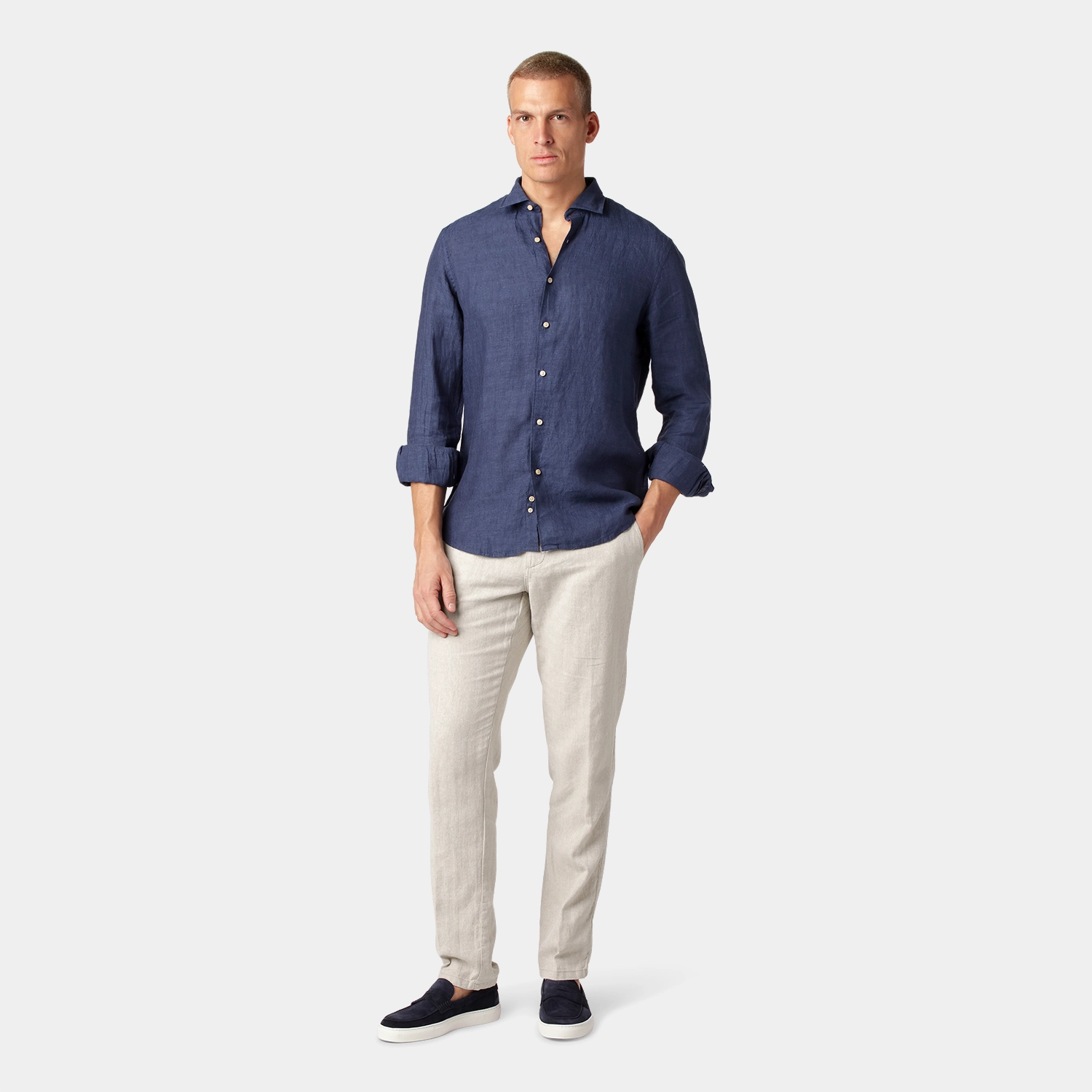 Denim Blue Linen Shirt