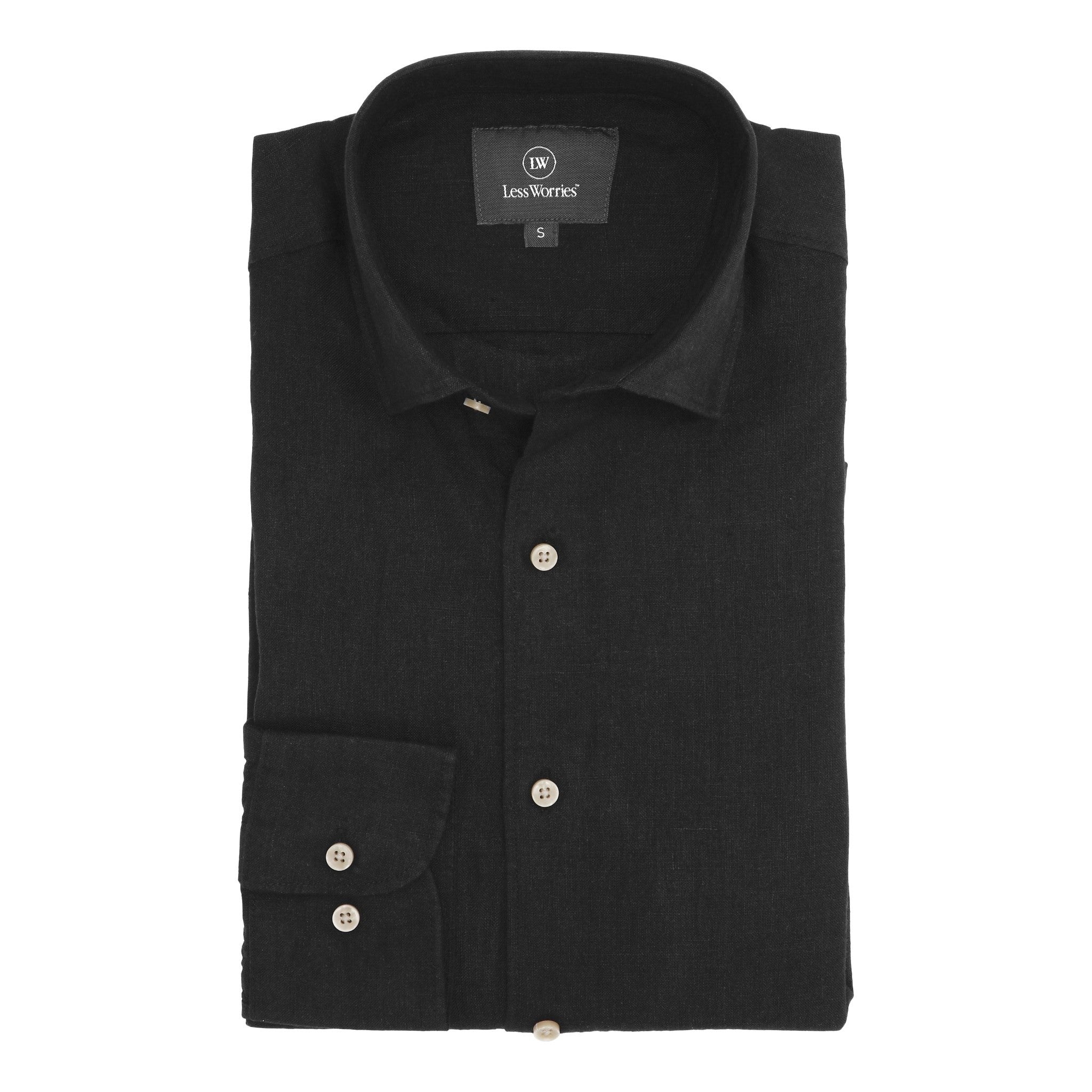 Black linen shirt with a classic collar