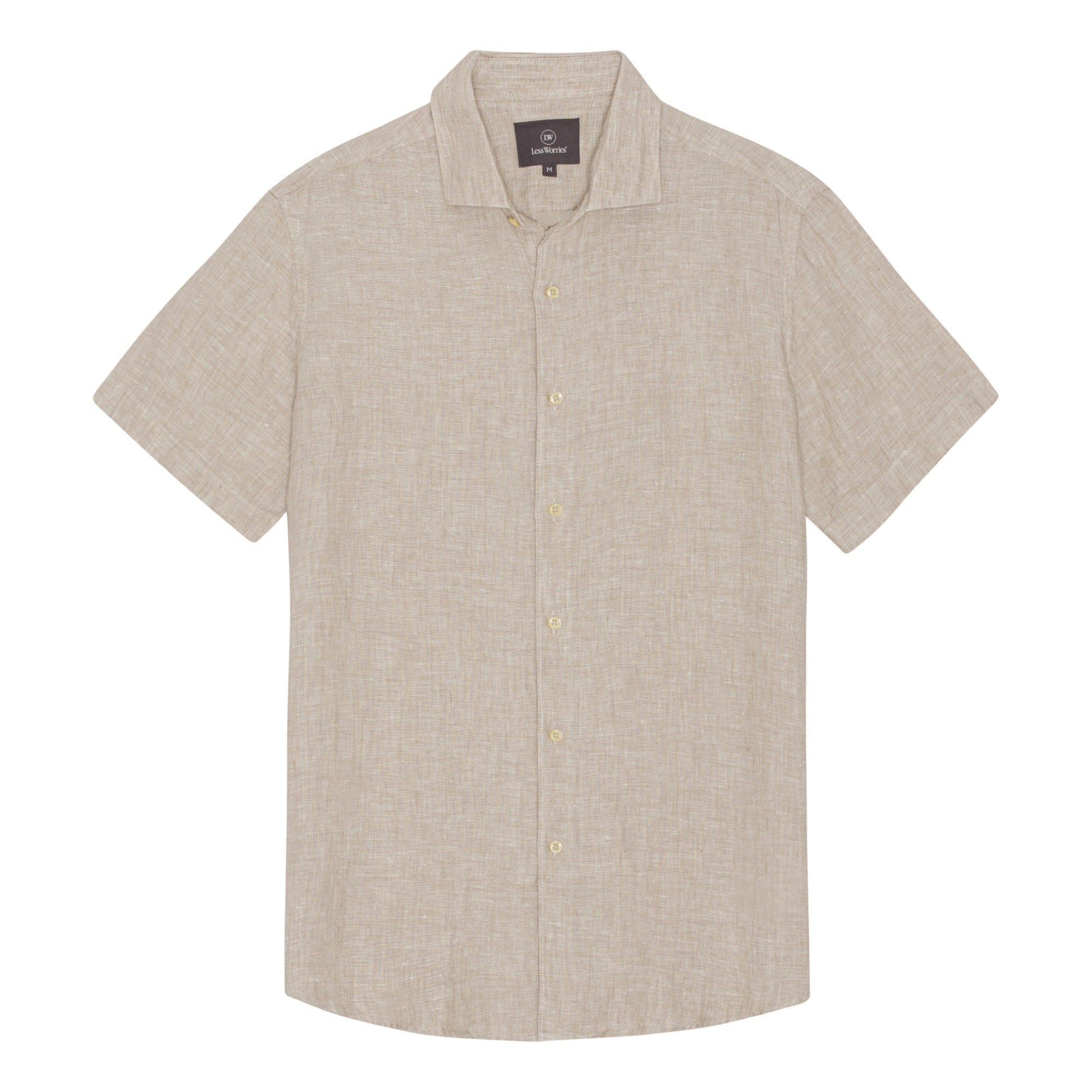 Beige Linen Shirt Short-sleeved