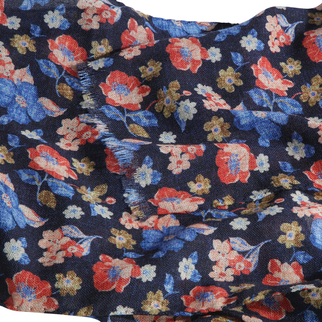 Flower Print Wool Scarf