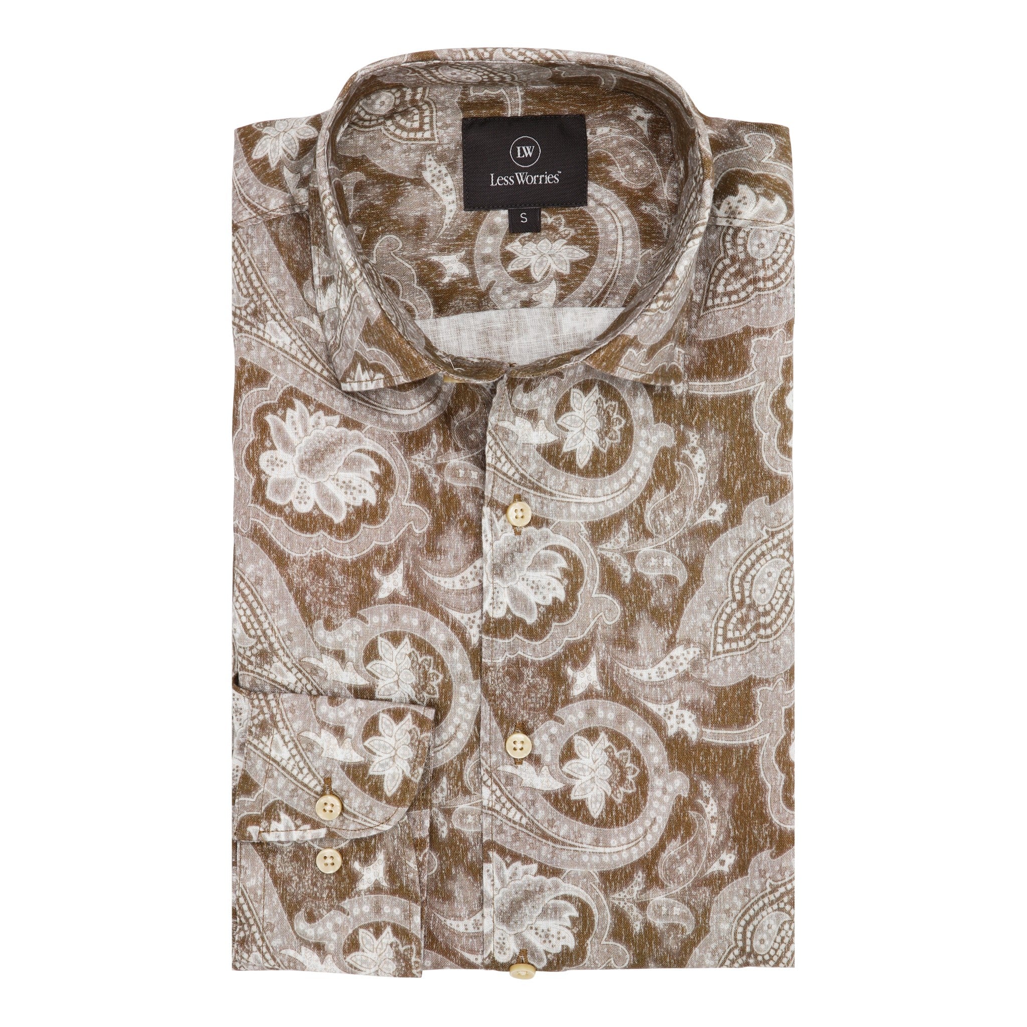 Brown Paisley Premium Linen Shirt