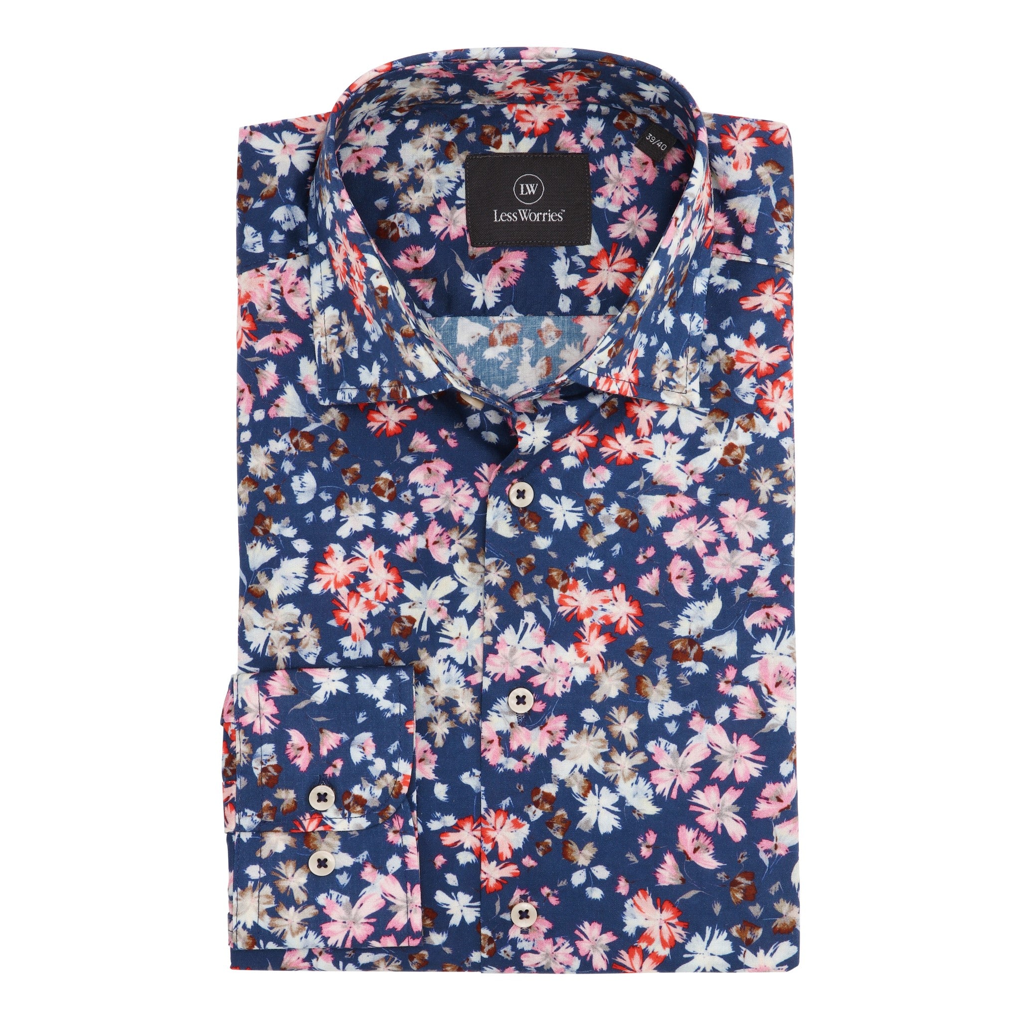 Navy Blue Floral Premium Twill Shirt