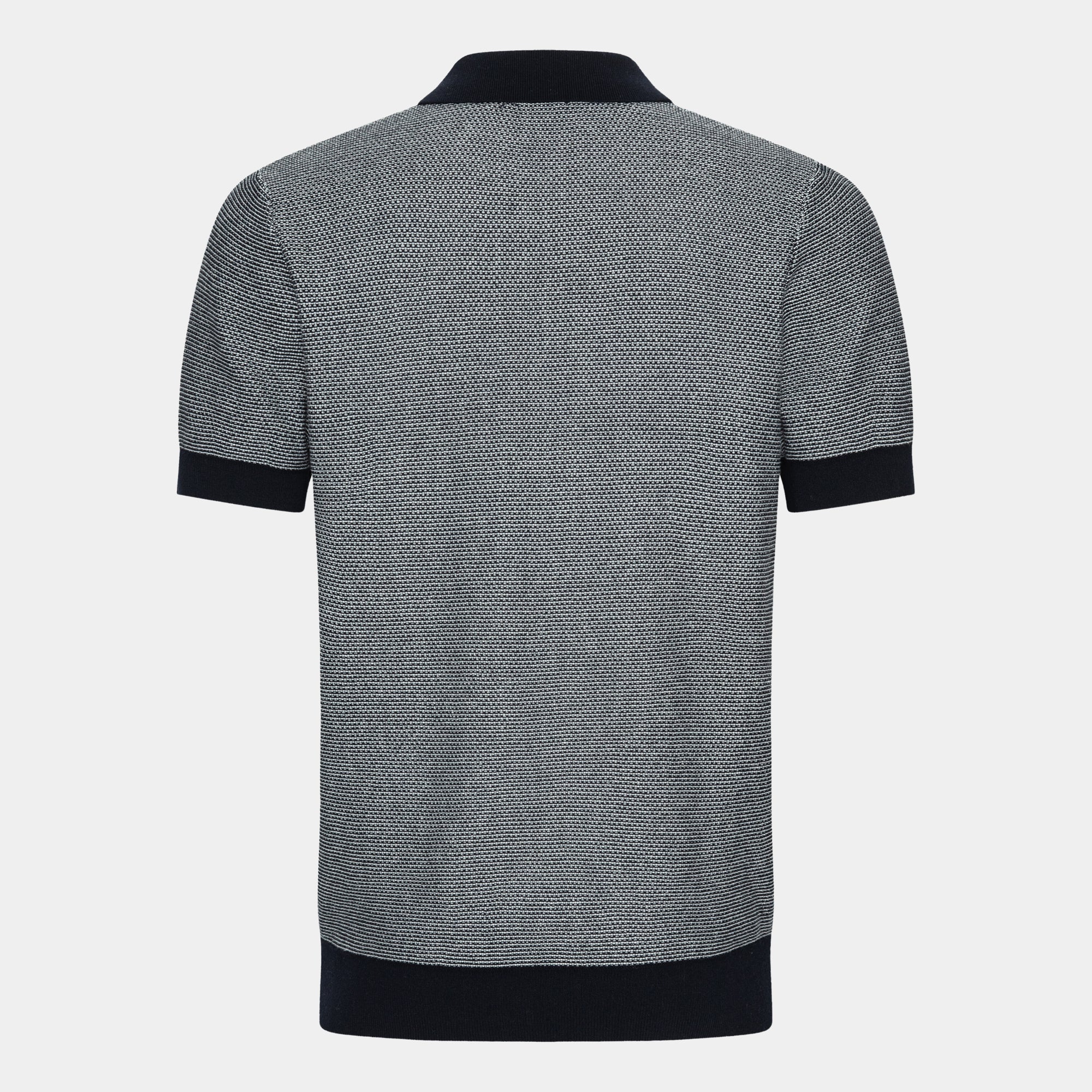 Navy Jacquard Knitted Polo