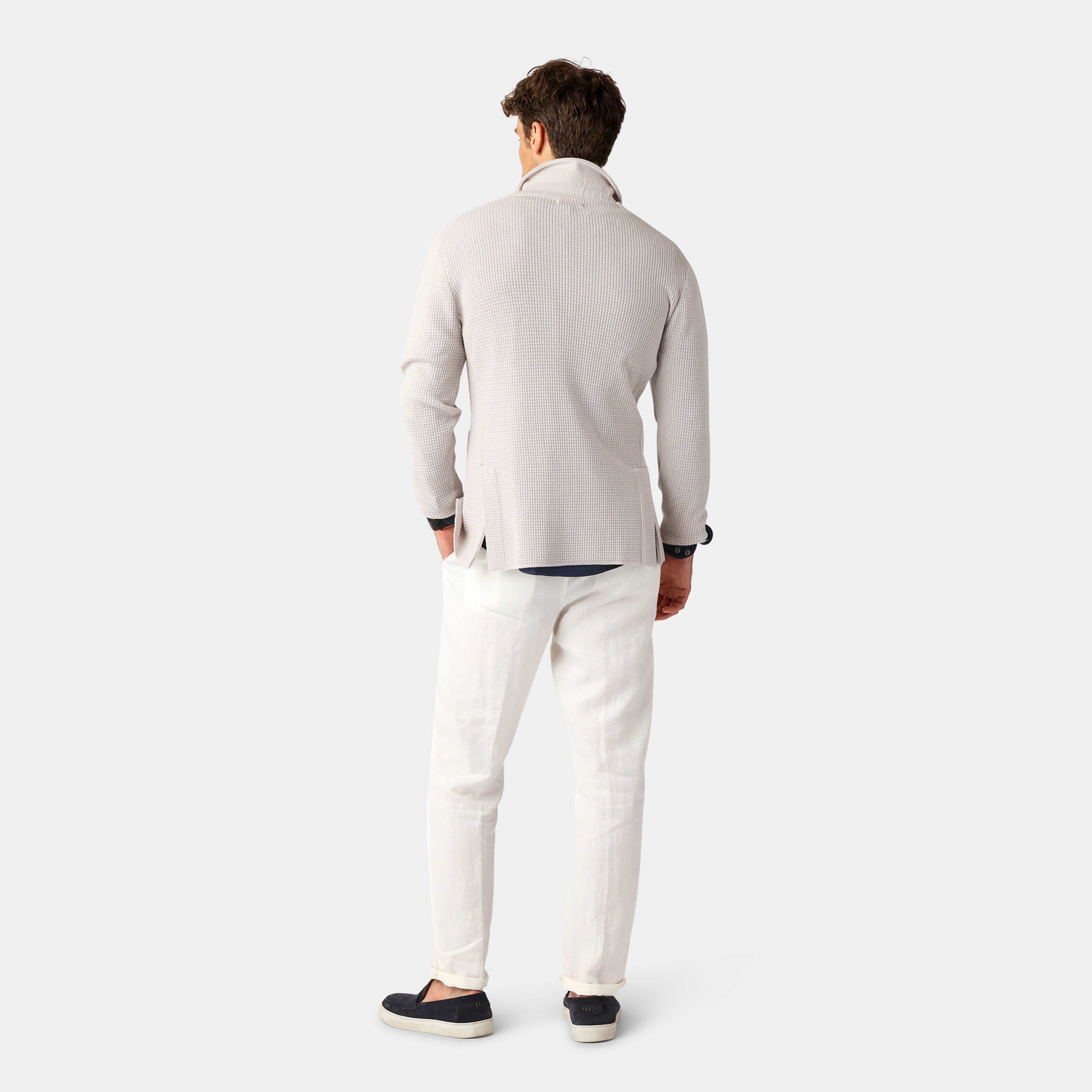 Light Sand Tuck Stitch Blazer – 100% Merino Wool