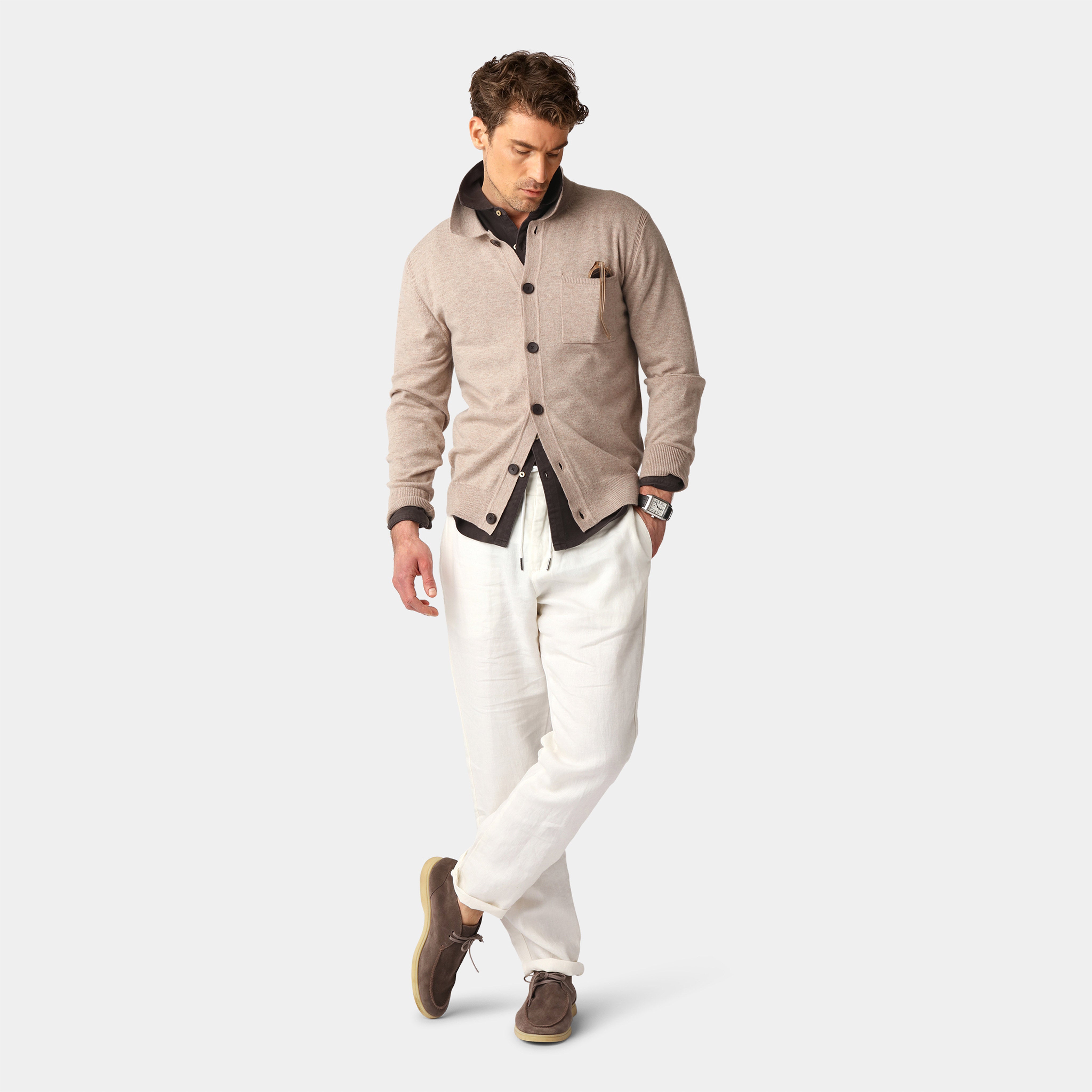 Sand Cashmere Cardigan