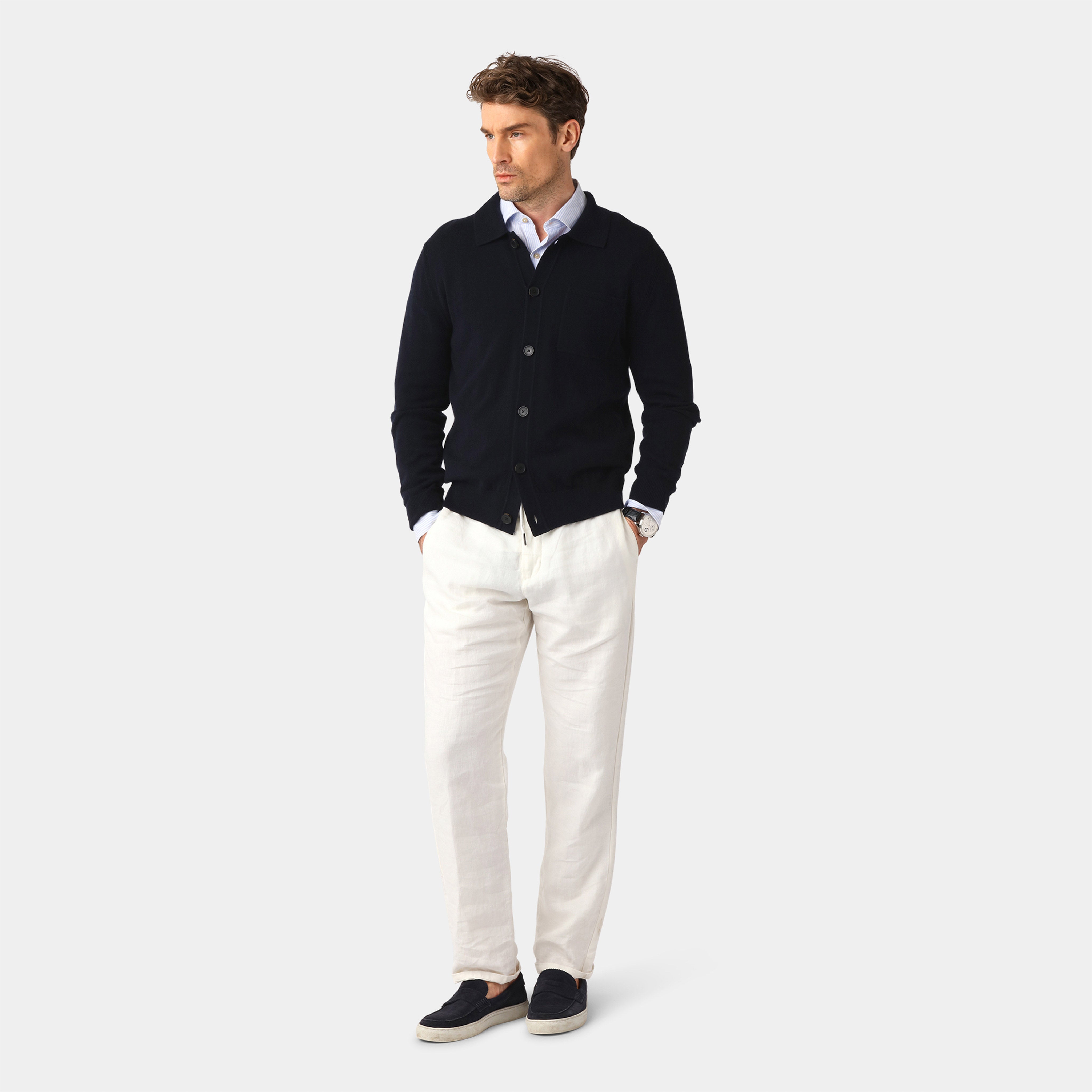 Mörkblå Merino-Kashmir Cardigan