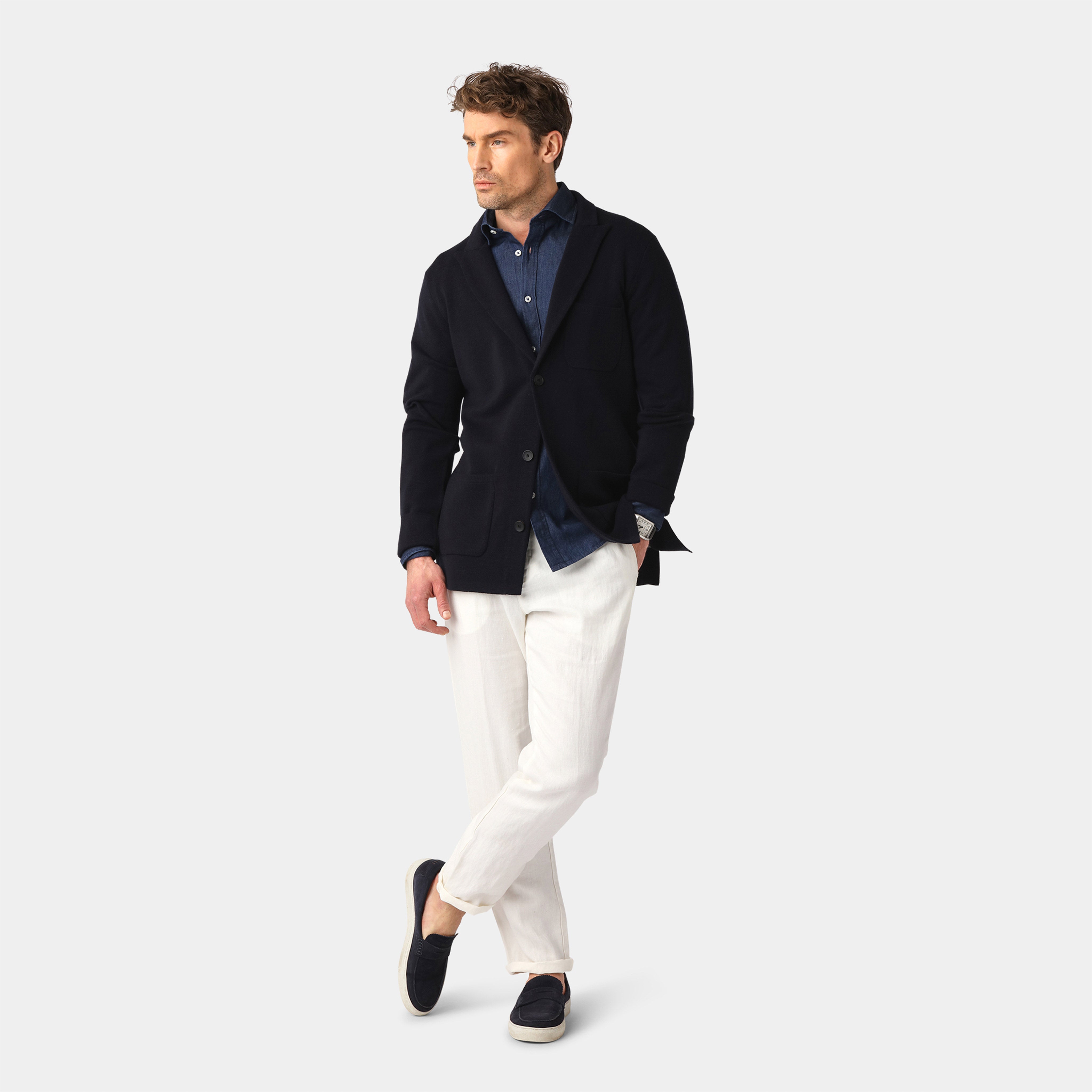 Navy Knitted Milano Merino Blazer