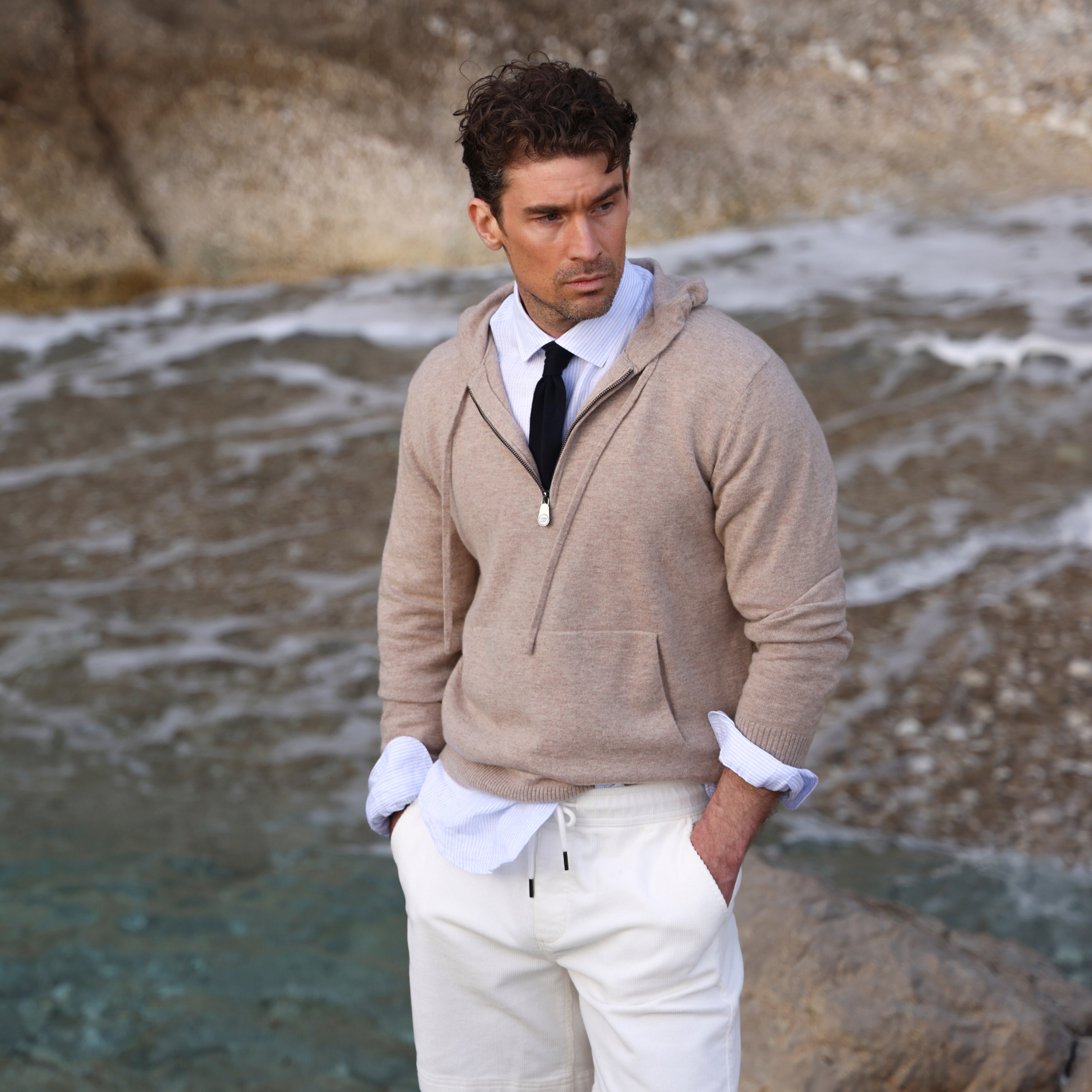 Sand Cashmere blend Hoodie