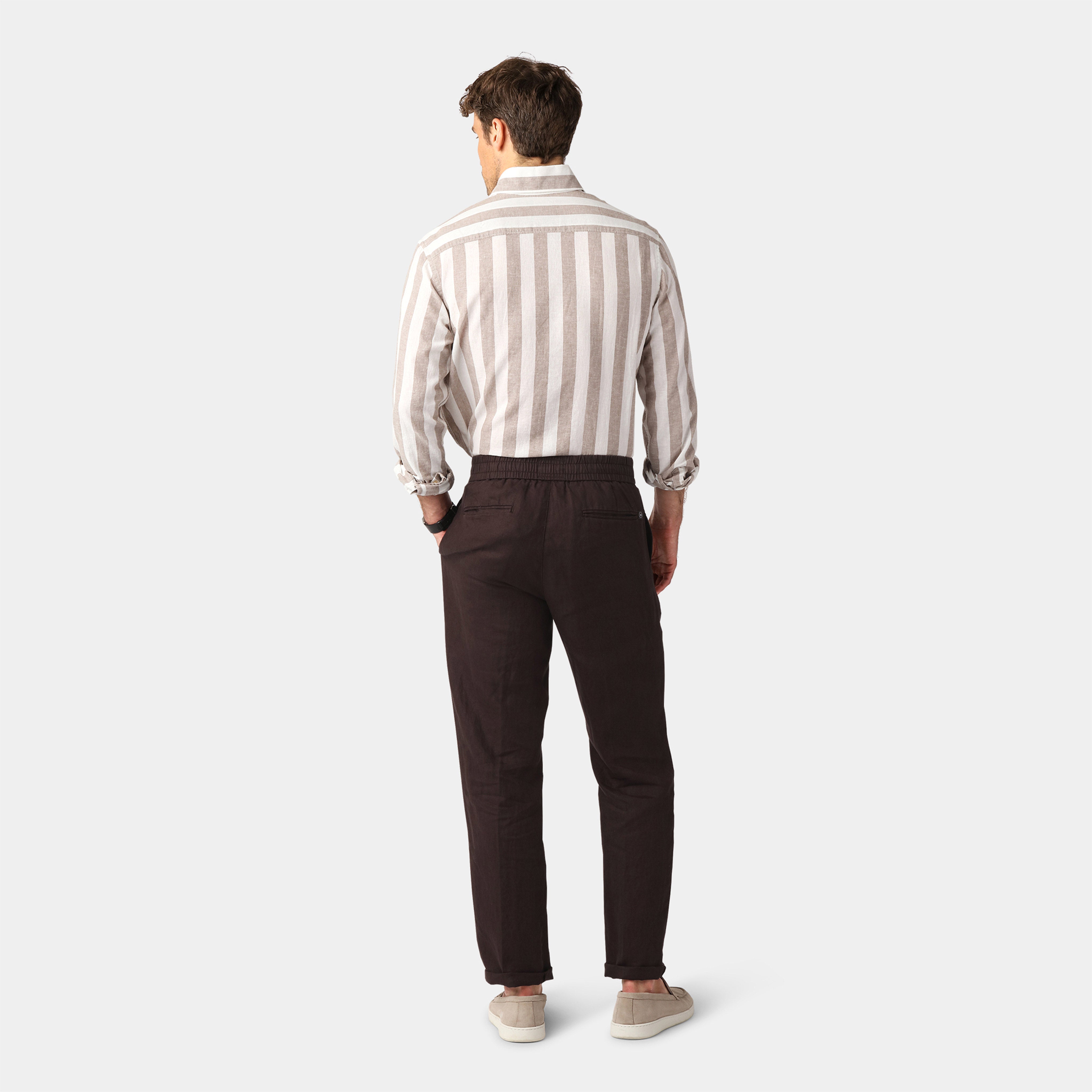 Sand Block Stripe Linen Shirt