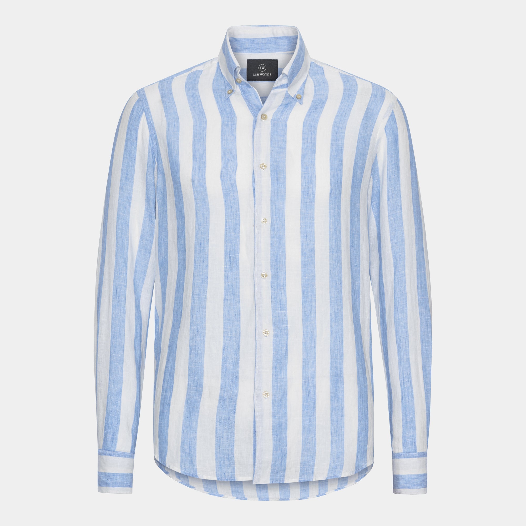 Blue Block Stripe Linen Shirt