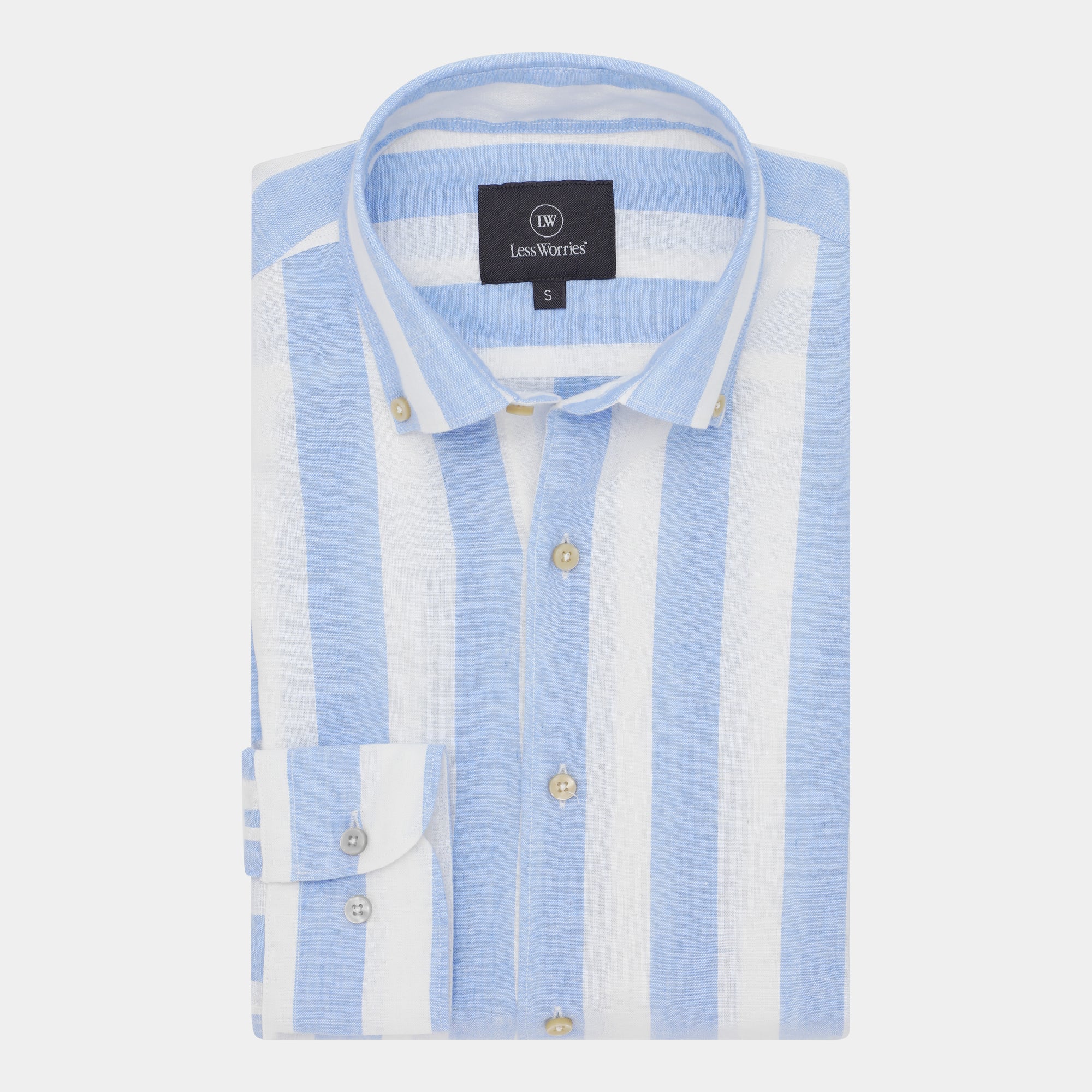 Blue Block Stripe Linen Shirt
