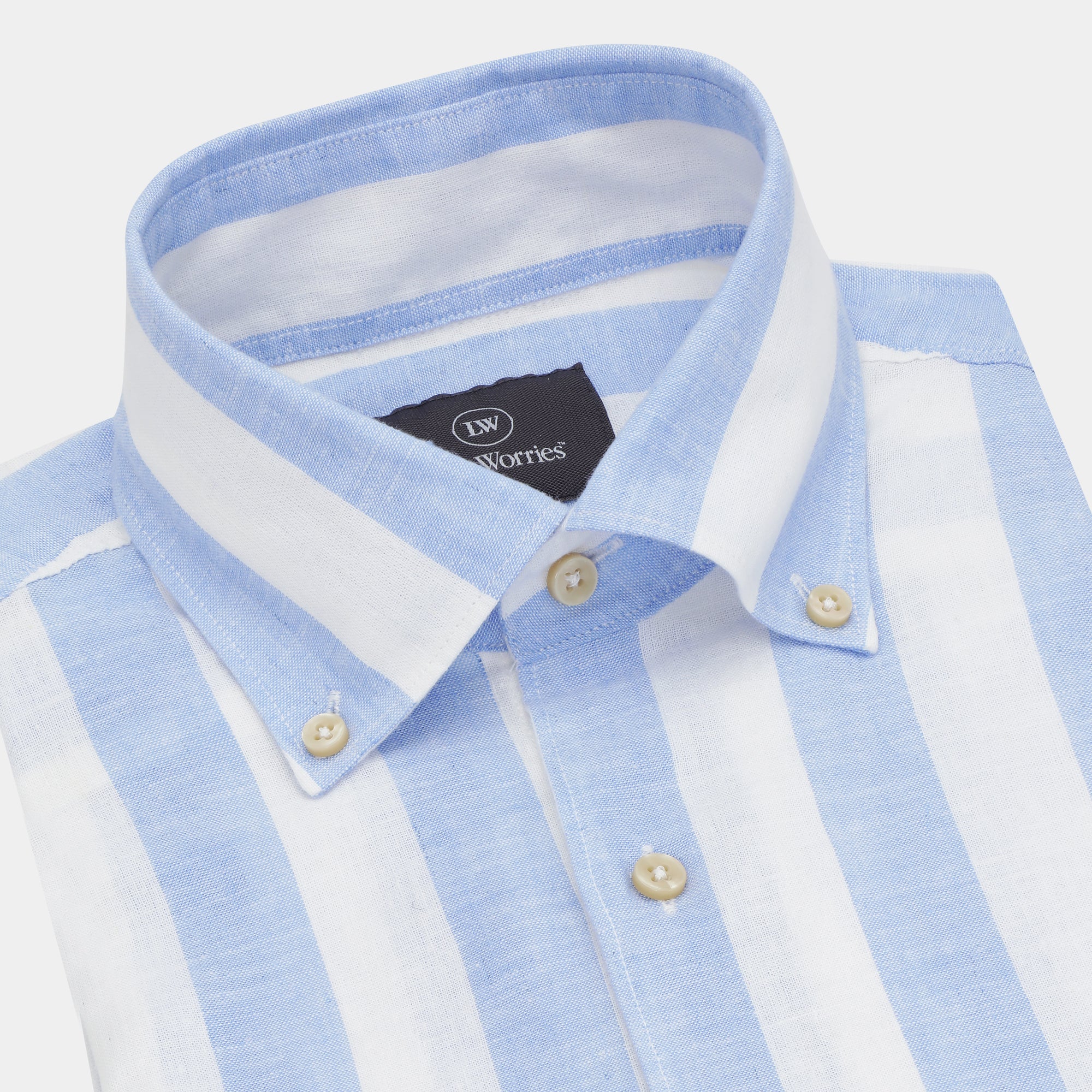 Blue Block Stripe Linen Shirt