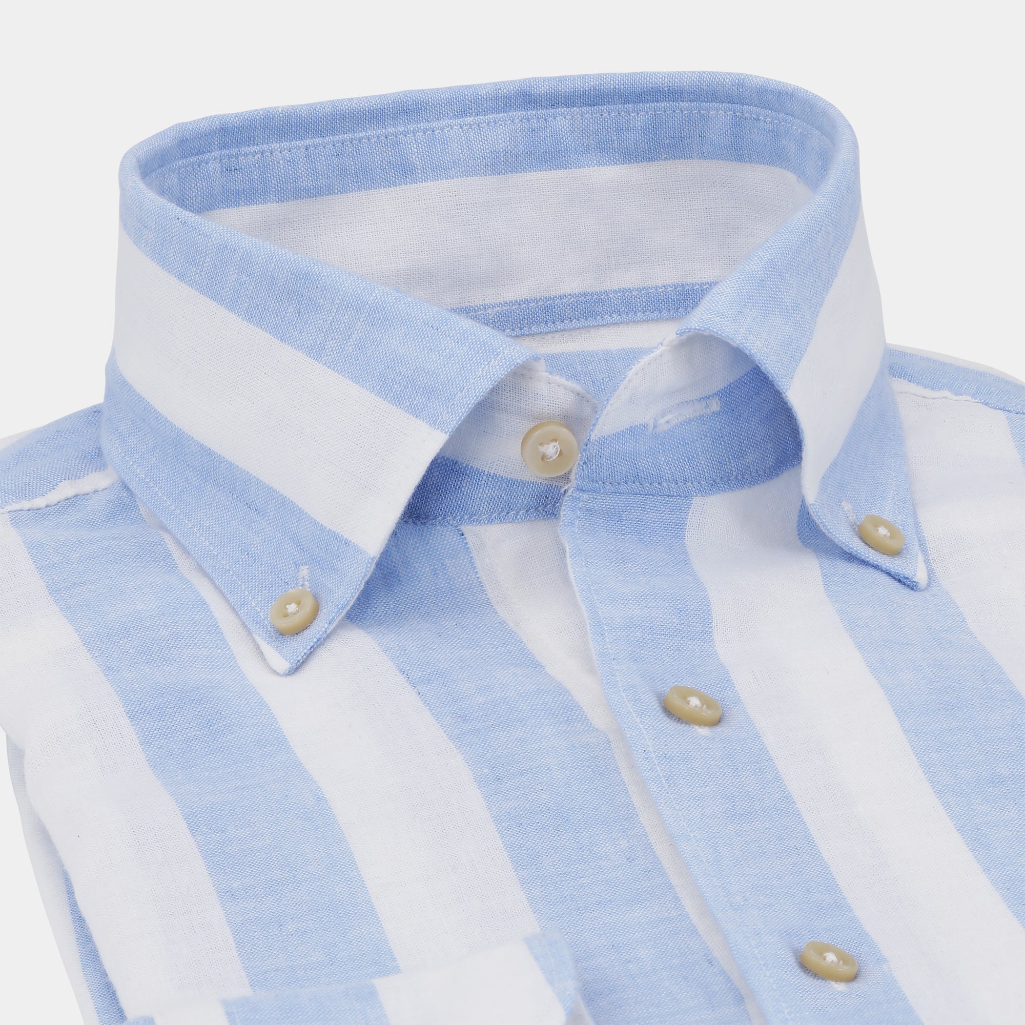 Blue Block Stripe Linen Shirt