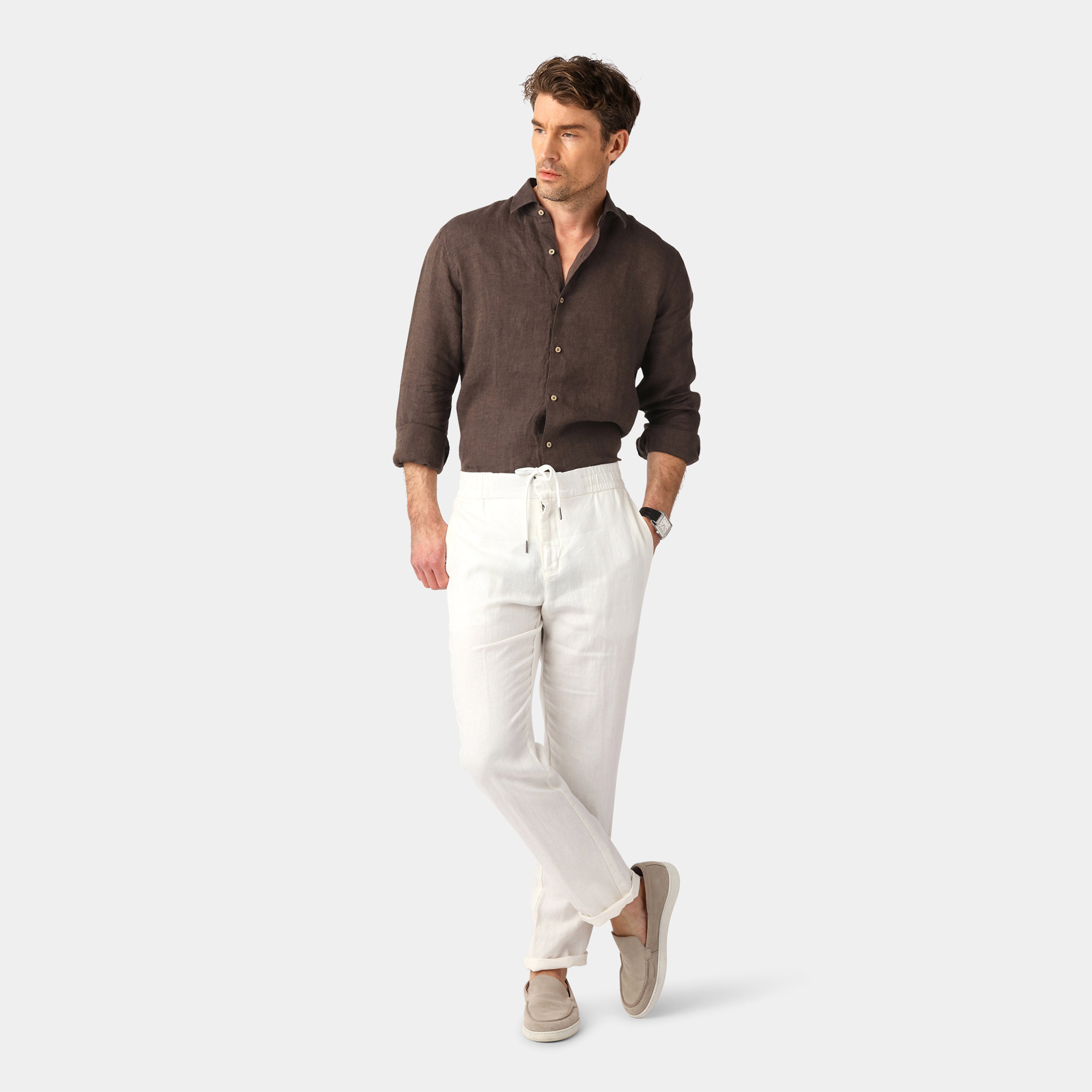 Off-white Linen Trousers - 100% Linen