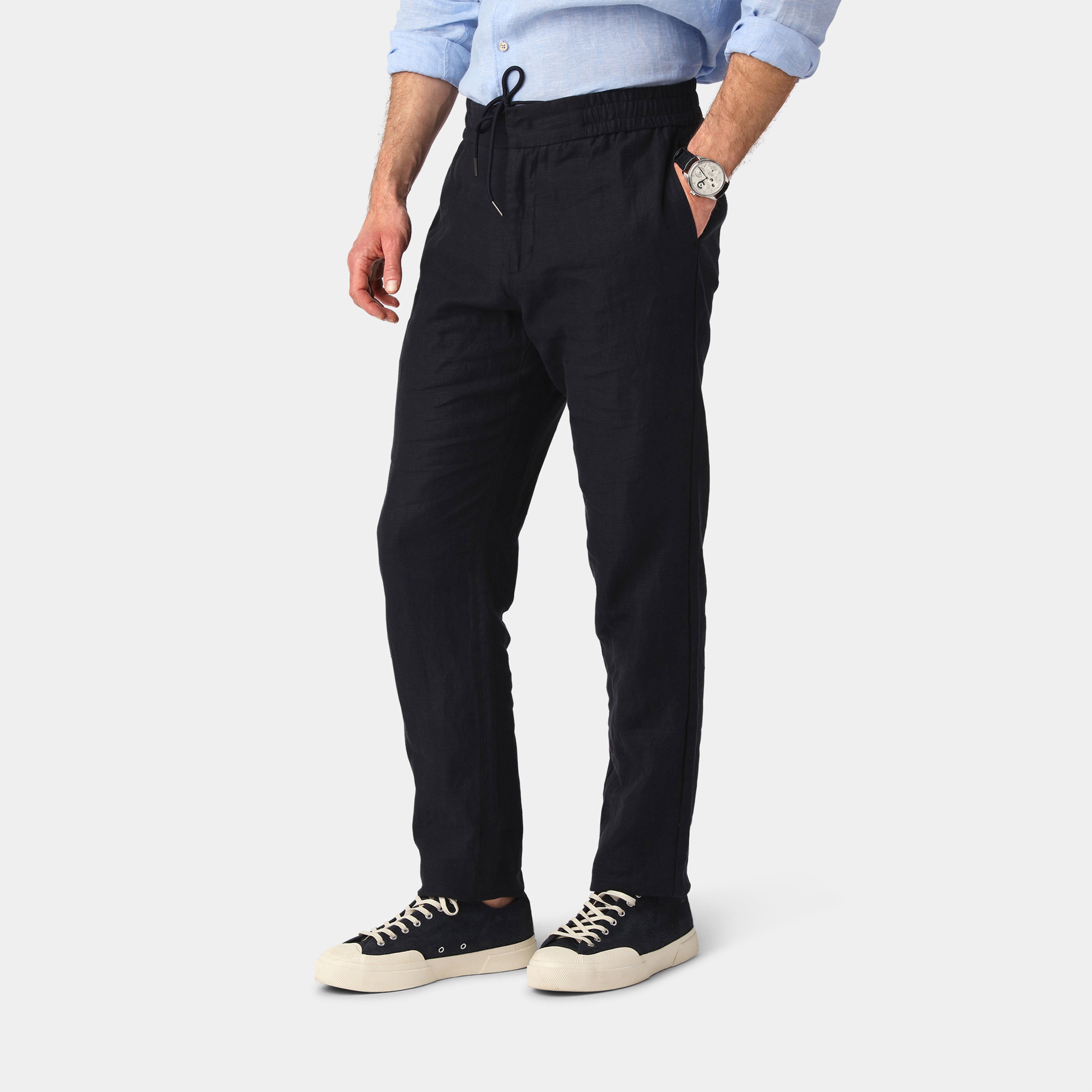 Navy Linen Trousers - 100% Linen