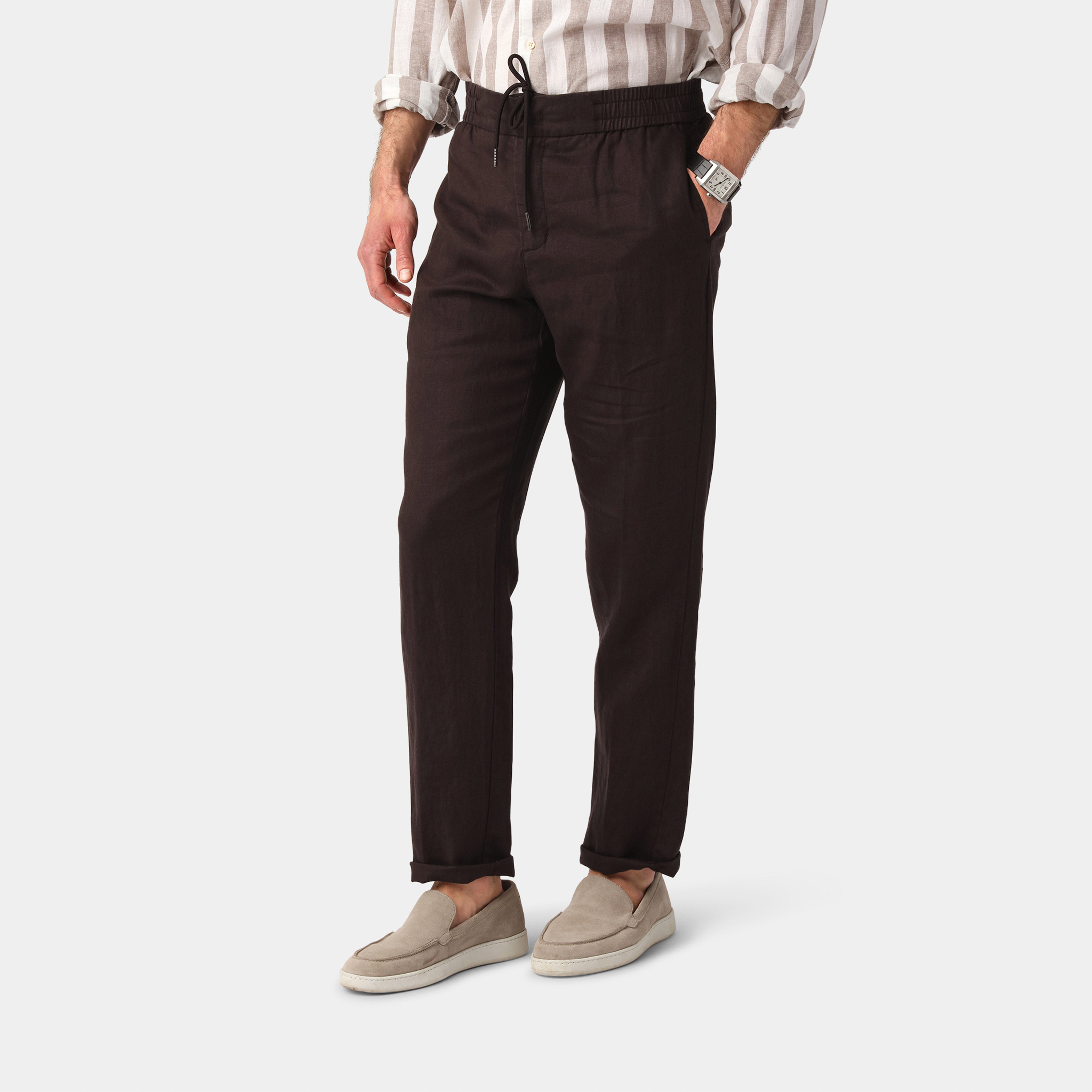 Brown Linen Trousers - 100% Linen