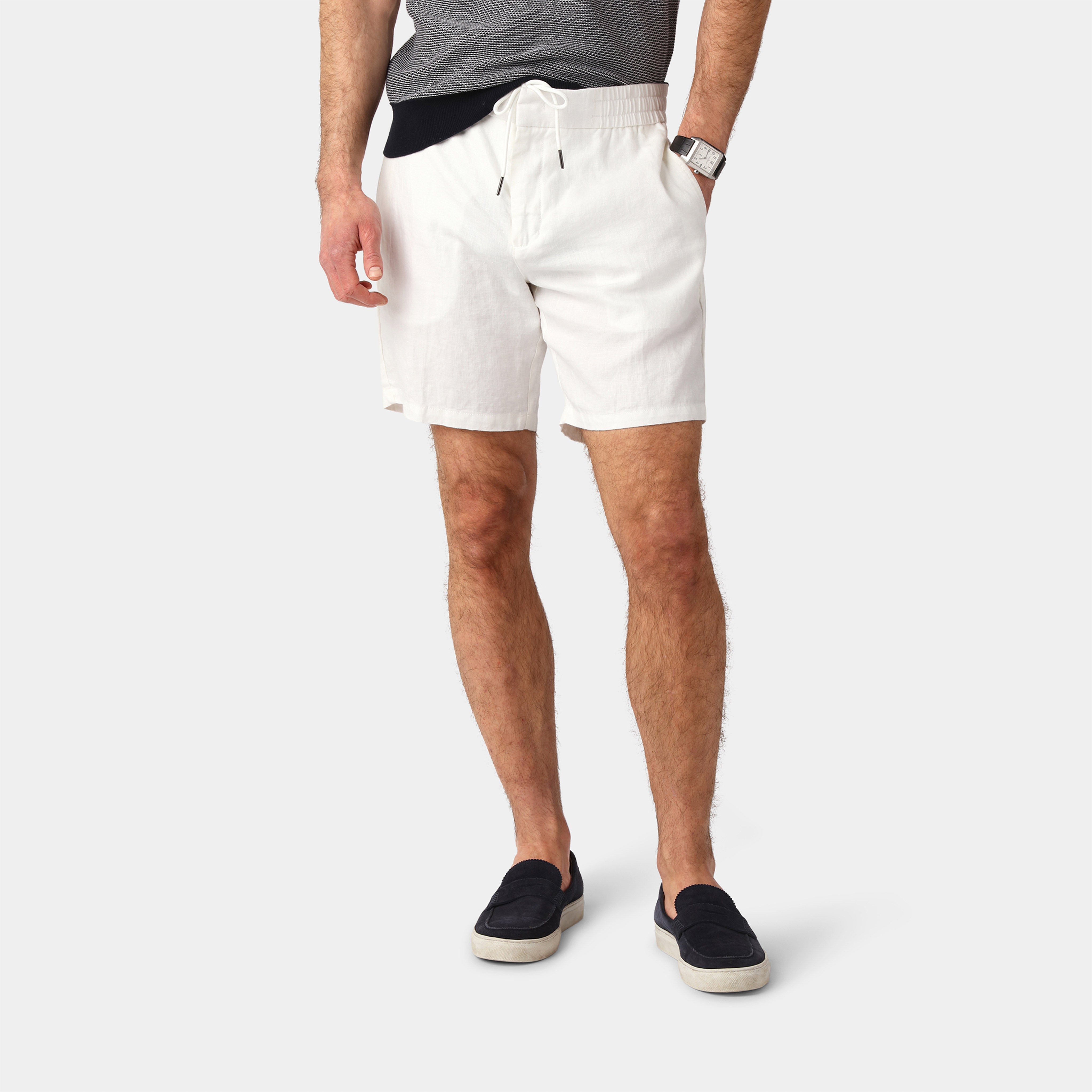 Off-white Linen Shorts - 100% Linen