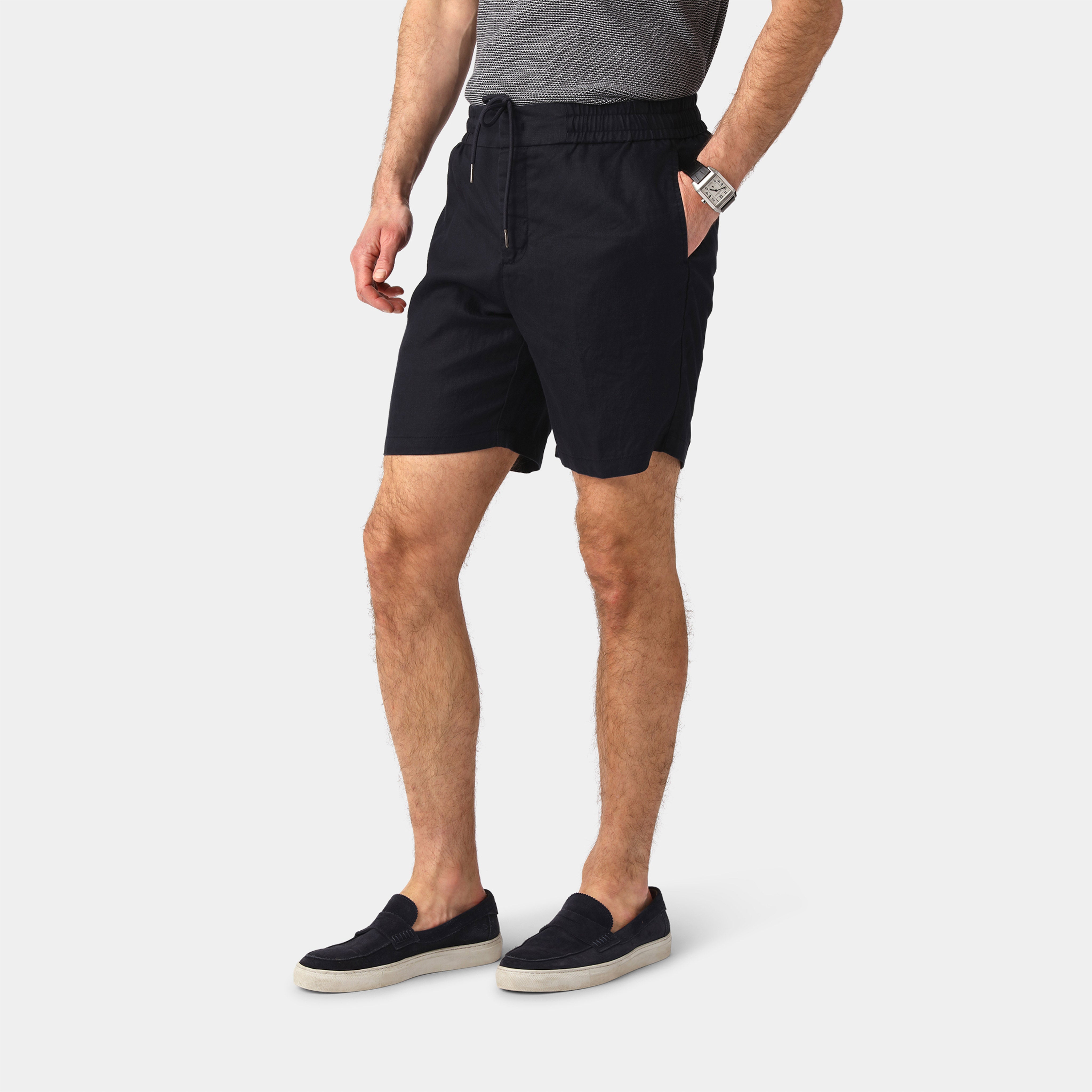 Navy Linen Shorts - 100% Linen