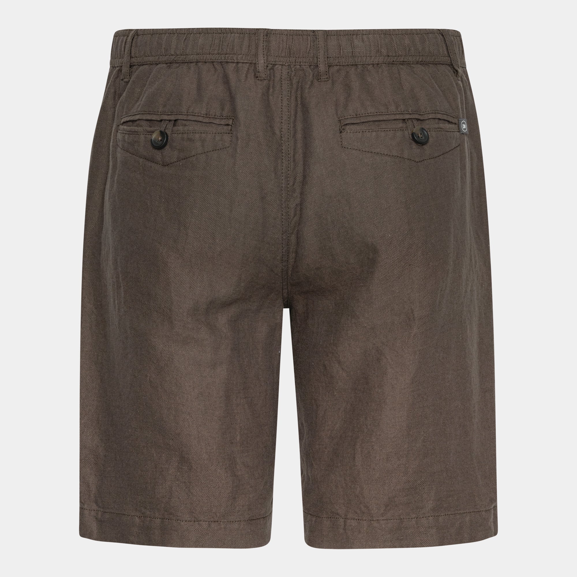 Brown Linen Blend Shorts