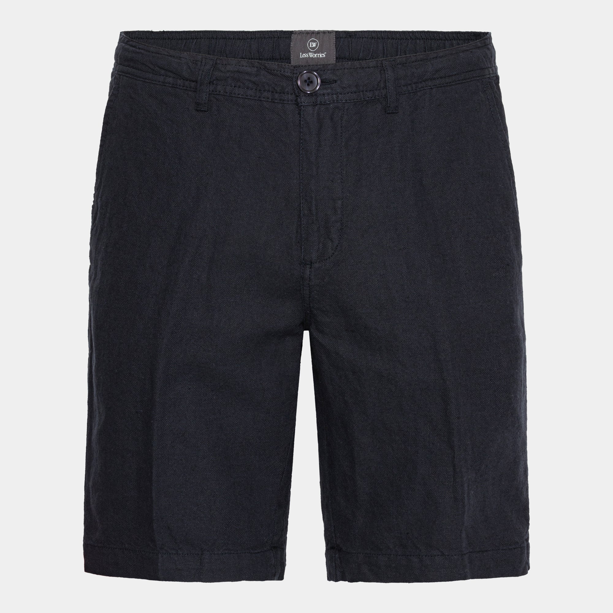 Navy Linen Blend Shorts